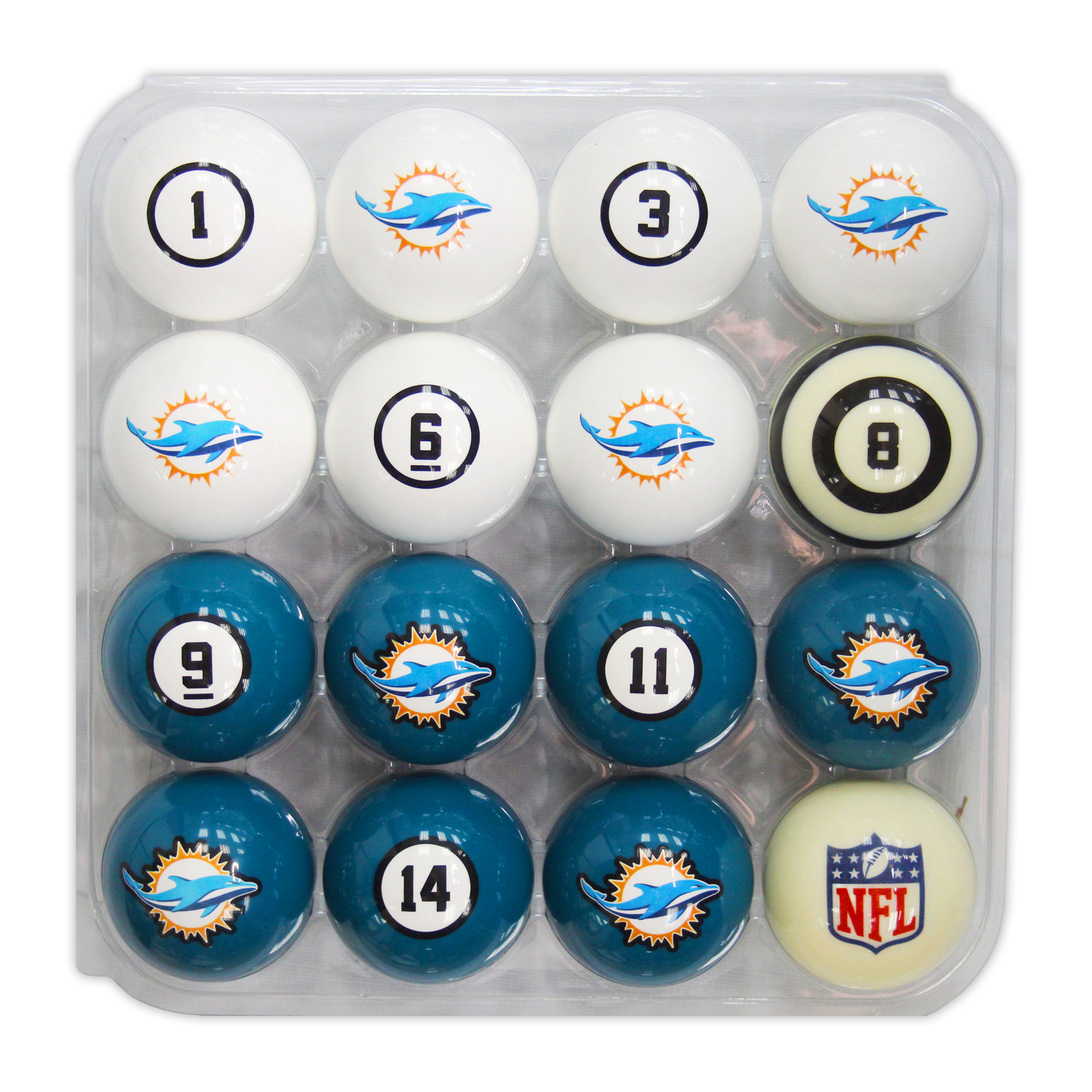 miami dolphins regulation billiard ball set
