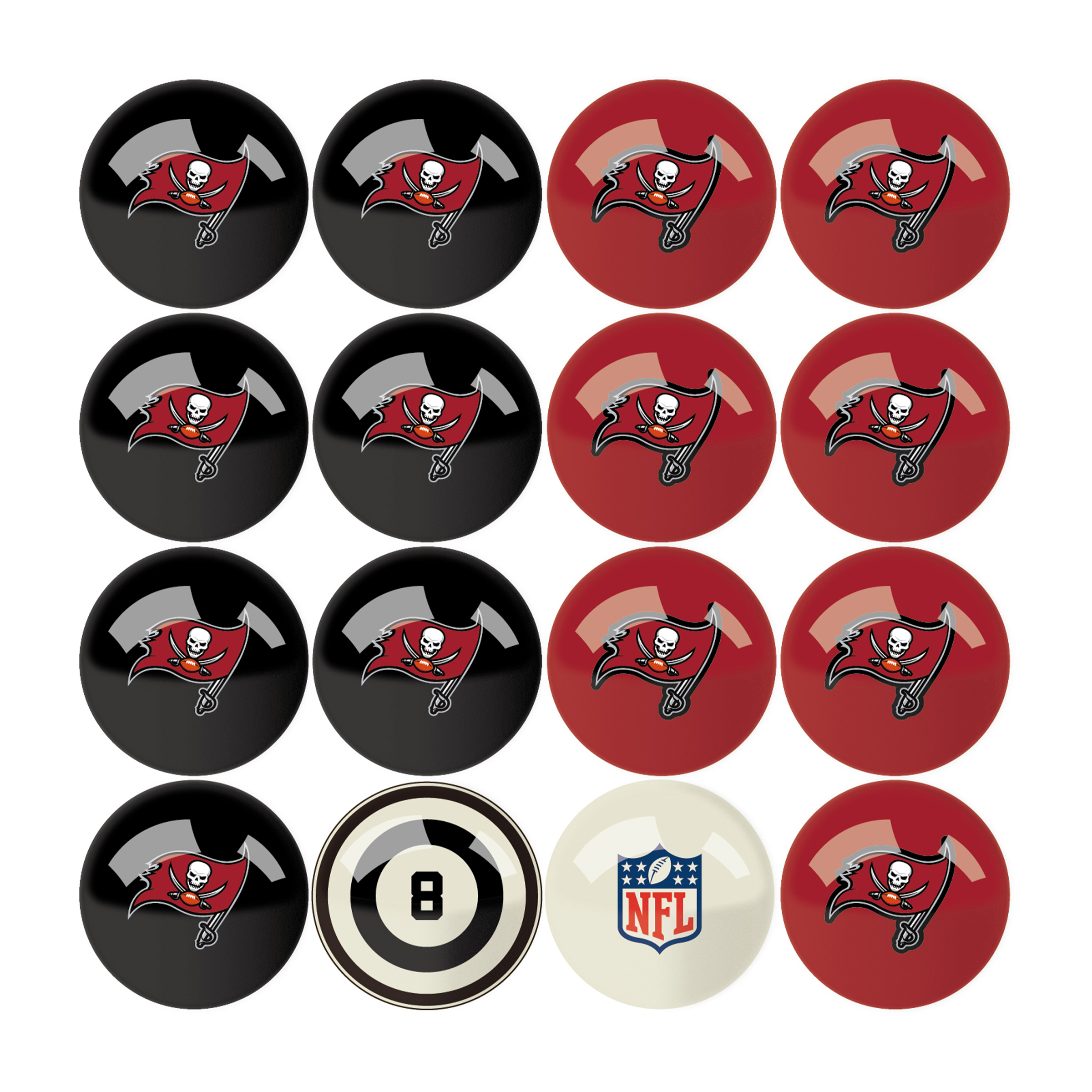 tampa bay buccaneers billiard ball set with numbers