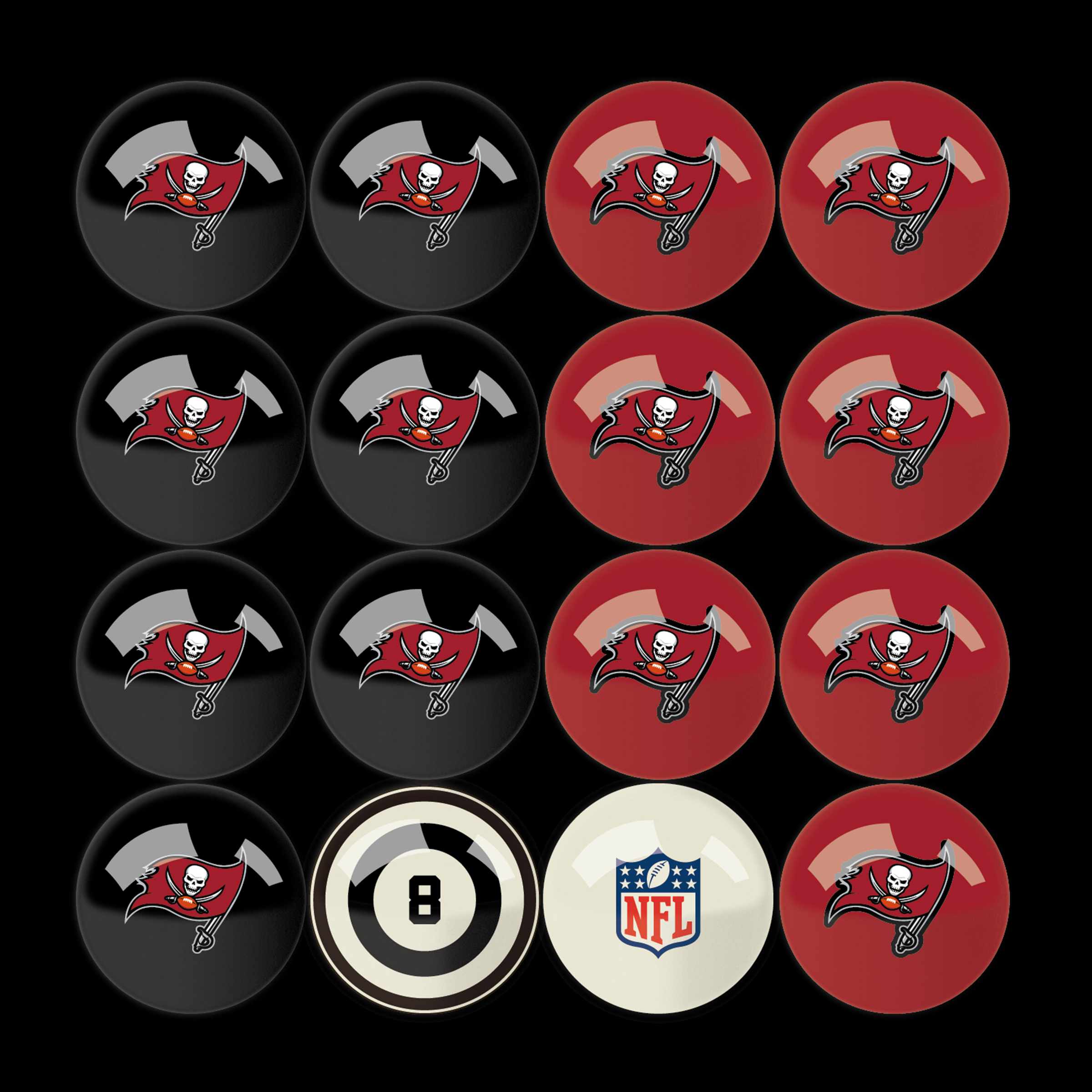 tampa bay buccaneers billiard ball set with numbers