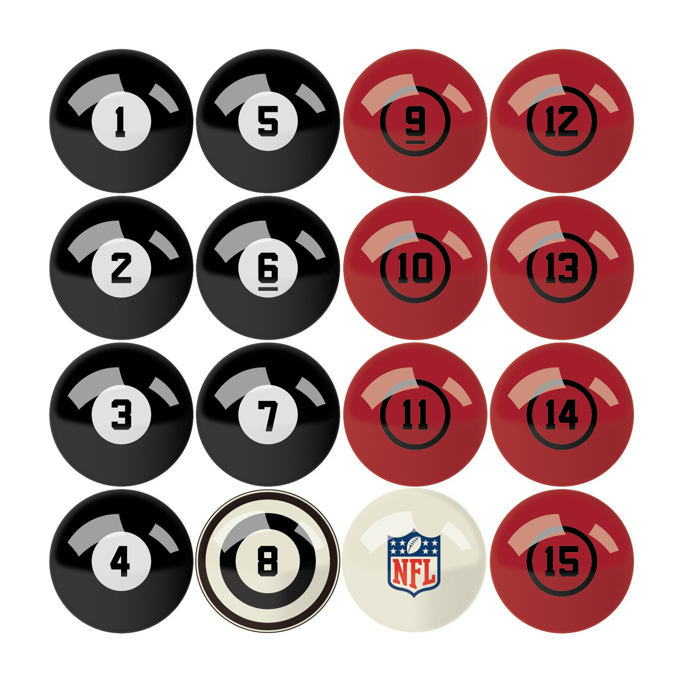 tampa bay buccaneers billiard ball set with numbers