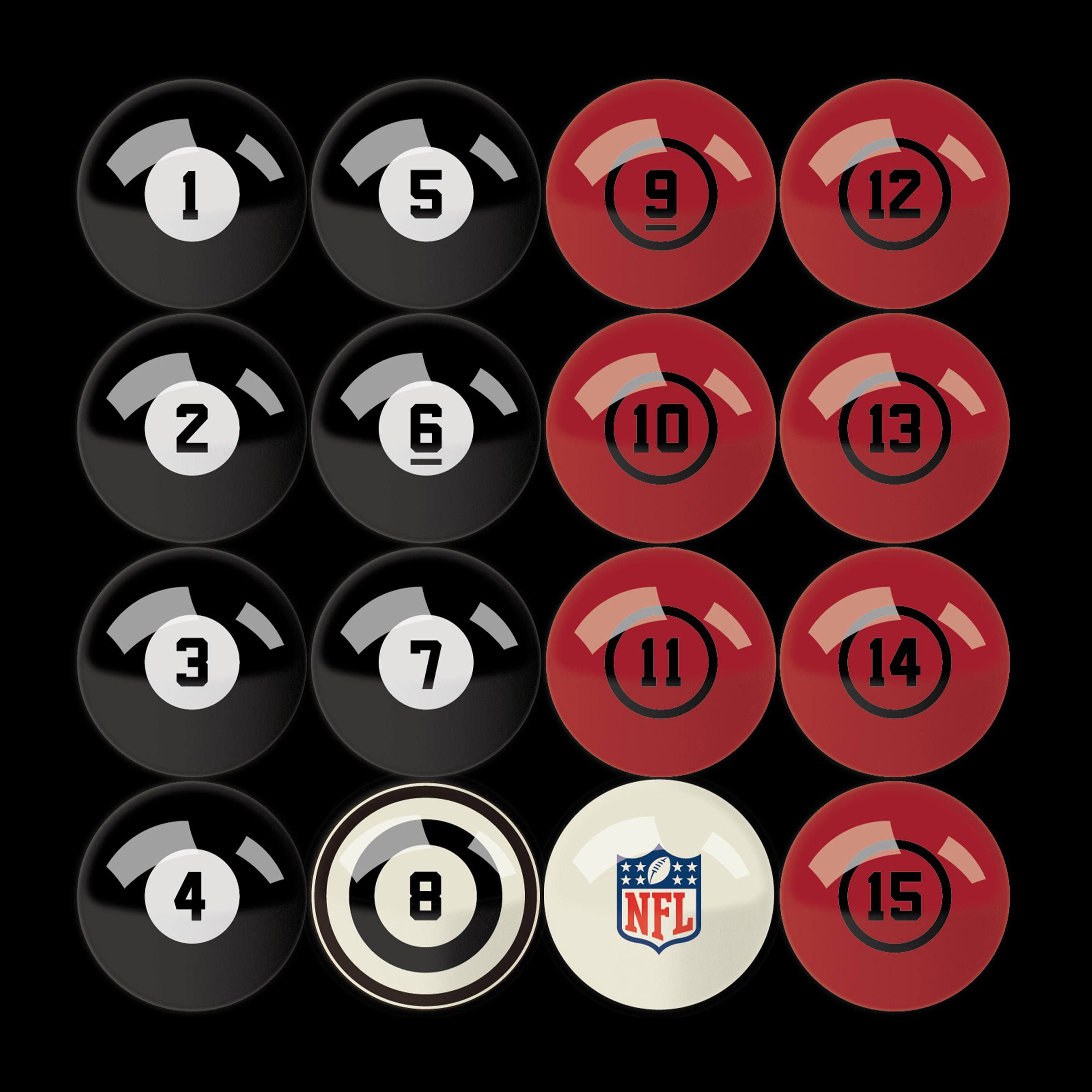 tampa bay buccaneers billiard ball set with numbers