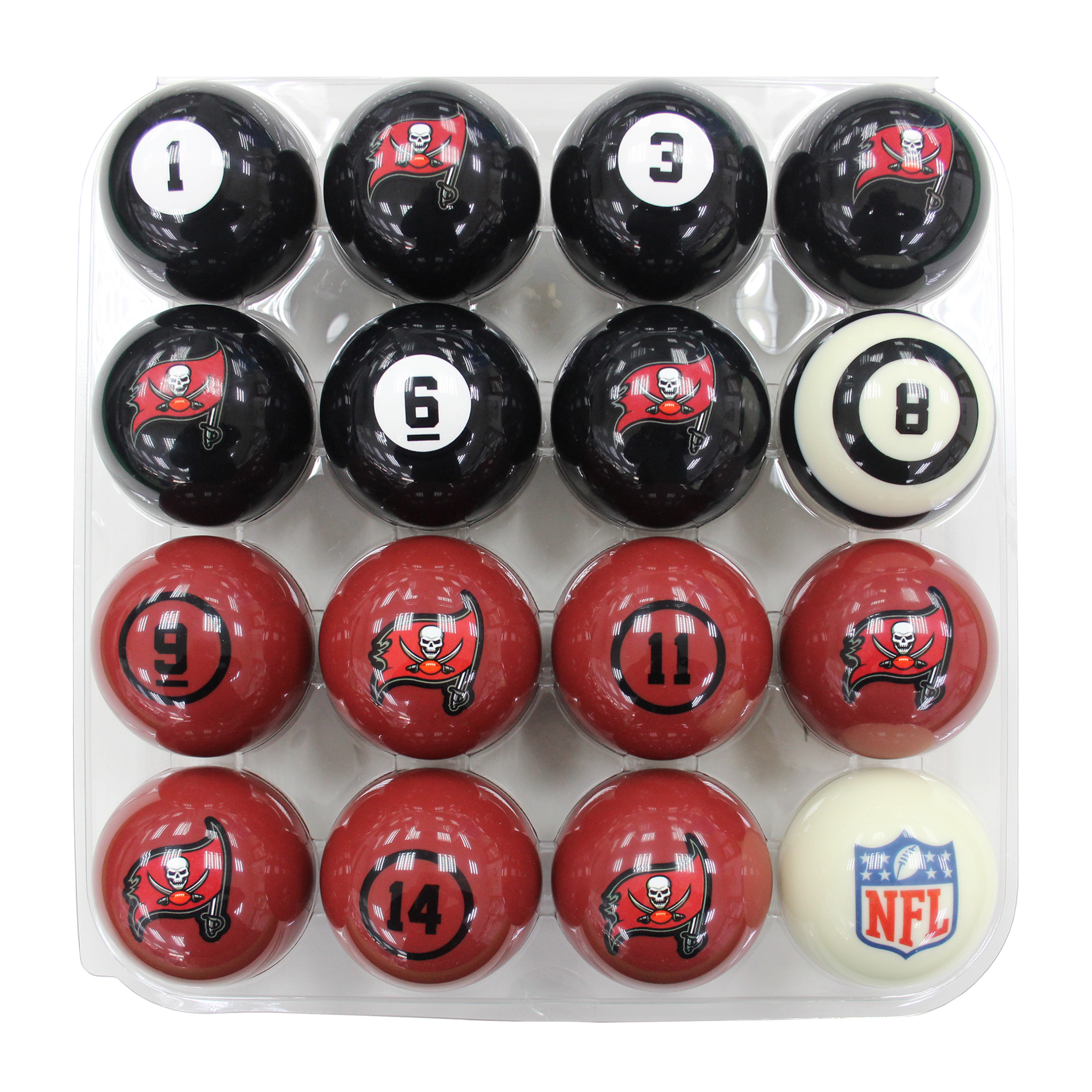 tampa bay buccaneers billiard ball set with numbers