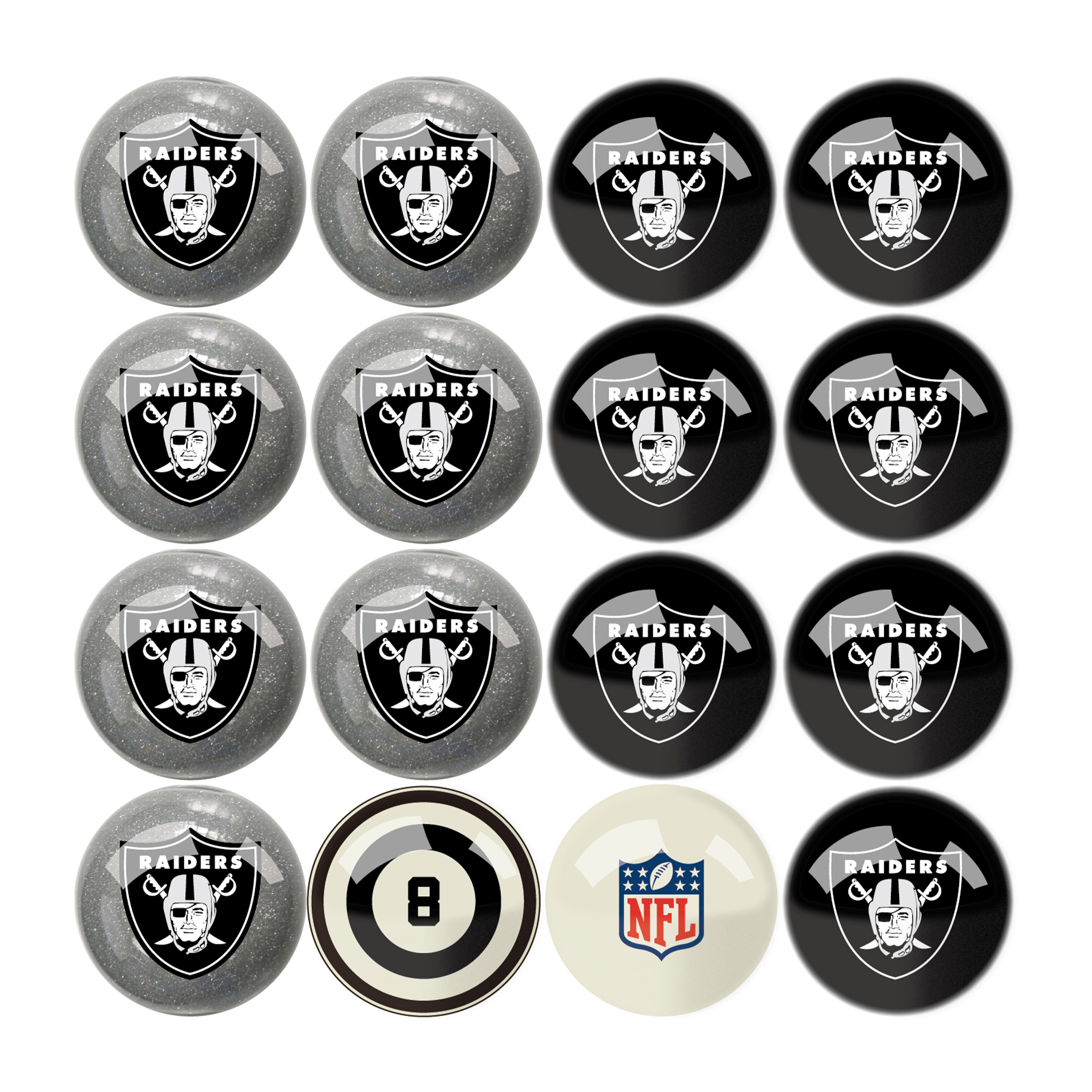 las vegas raiders regulation billiard ball set