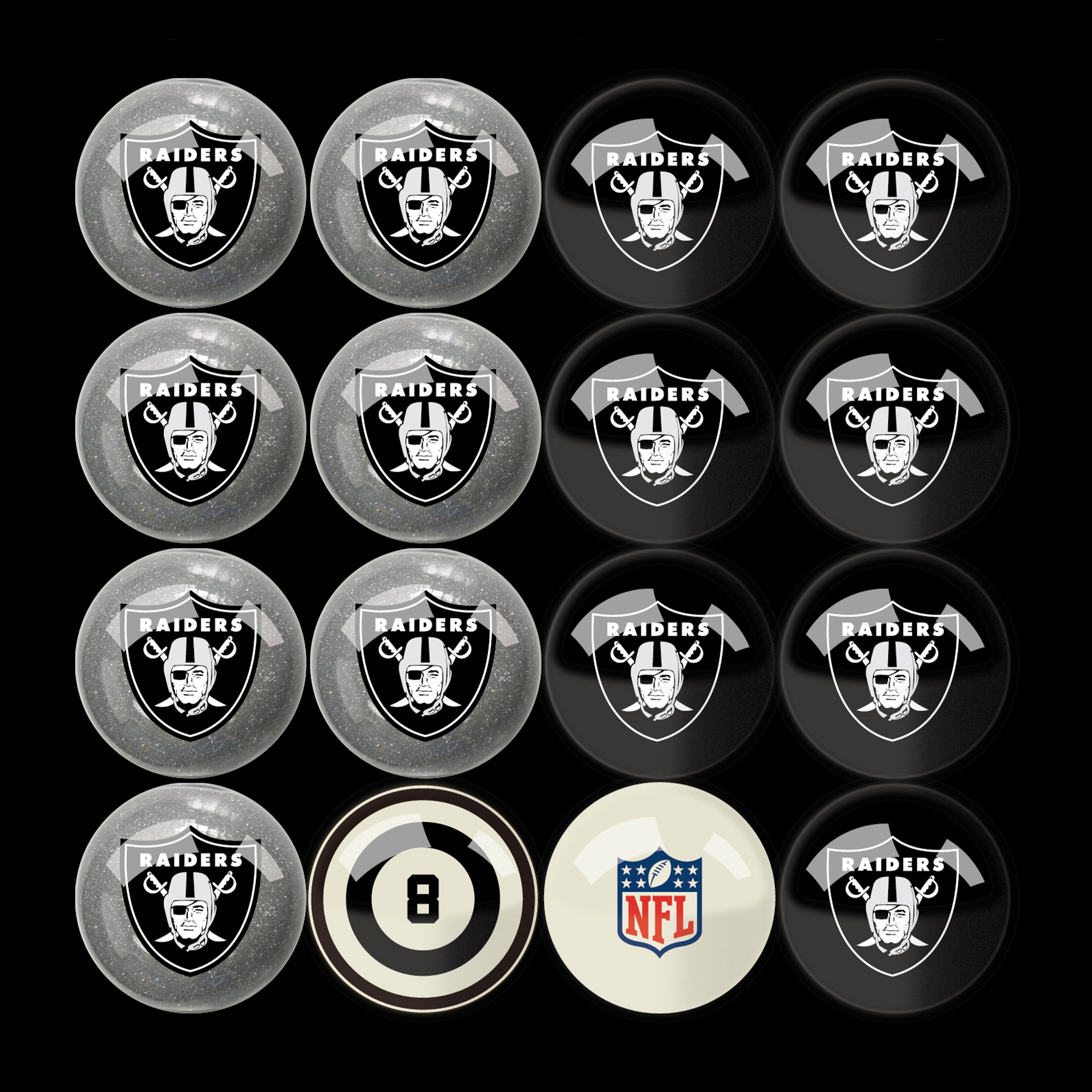 las vegas raiders regulation billiard ball set