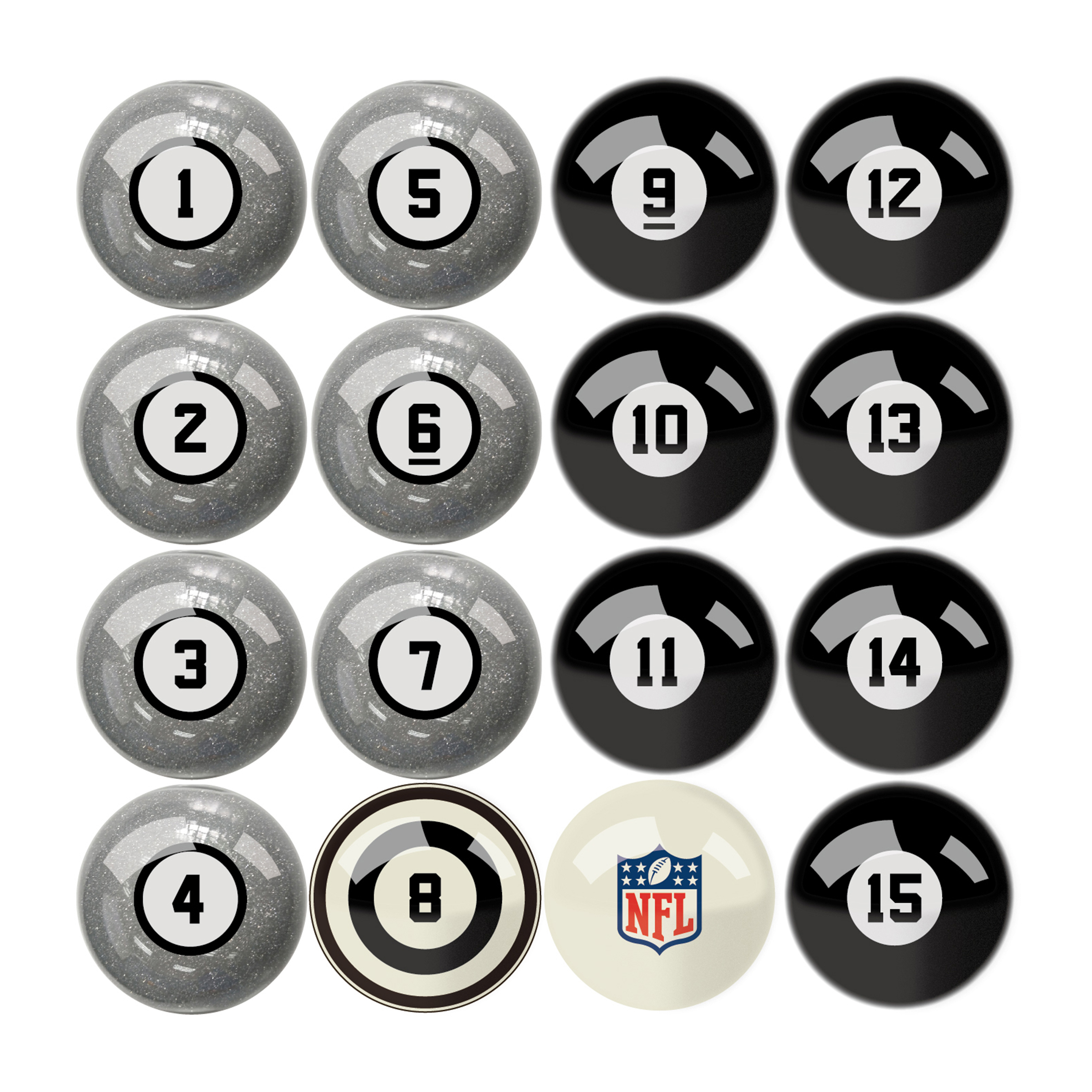 las vegas raiders regulation billiard ball set