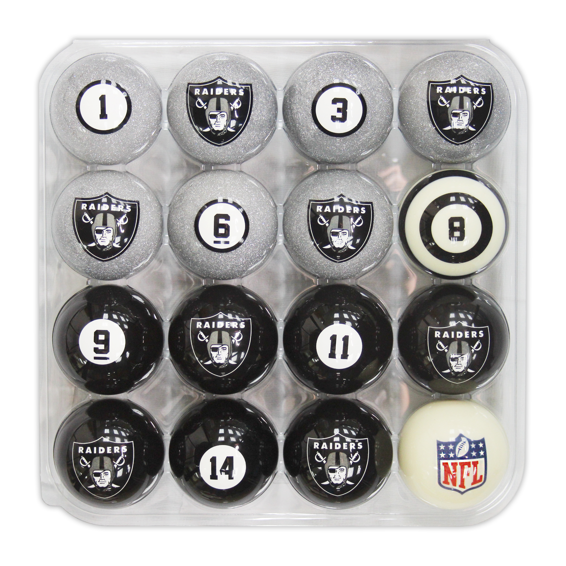 las vegas raiders regulation billiard ball set