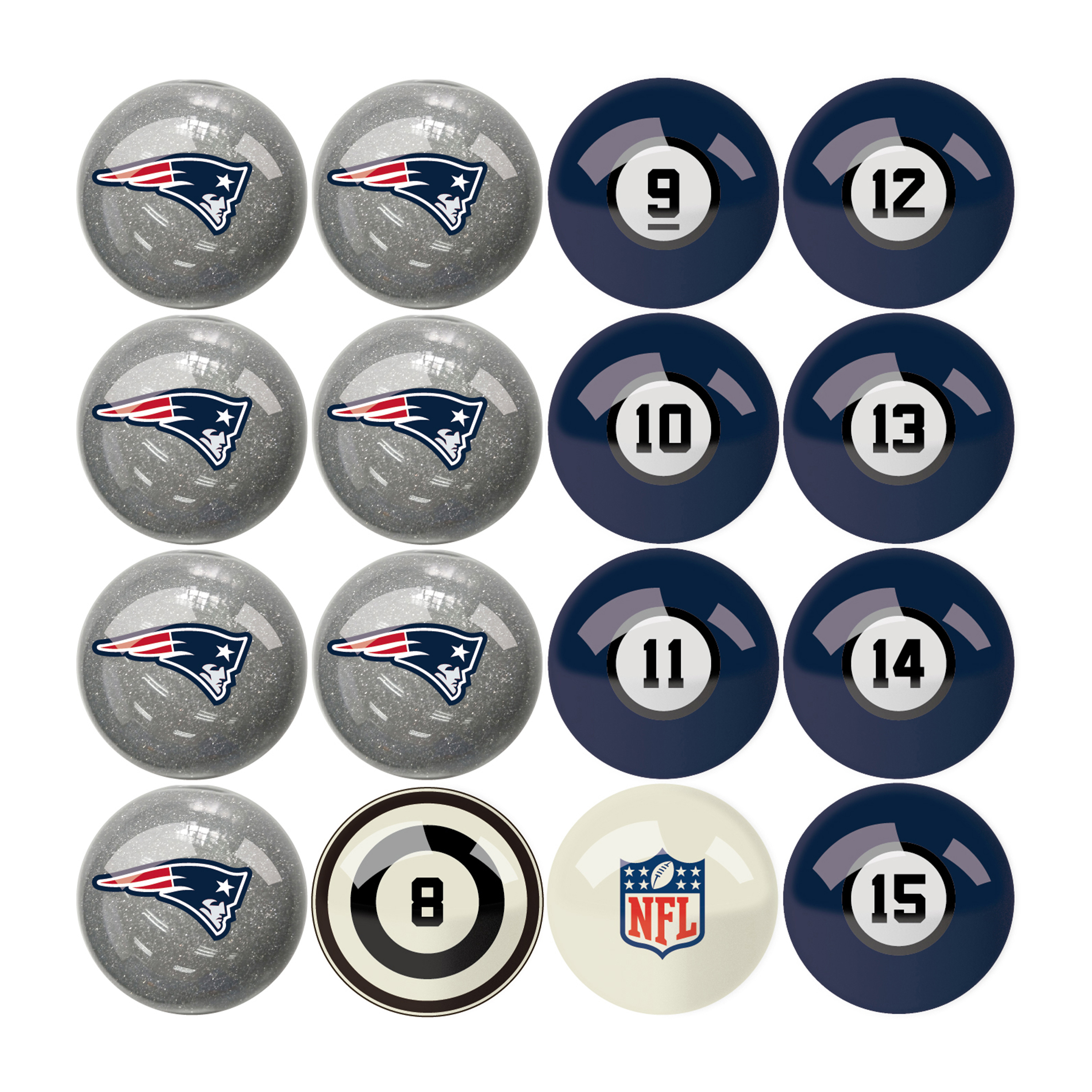 patriots regulation billiard ball set with numbers