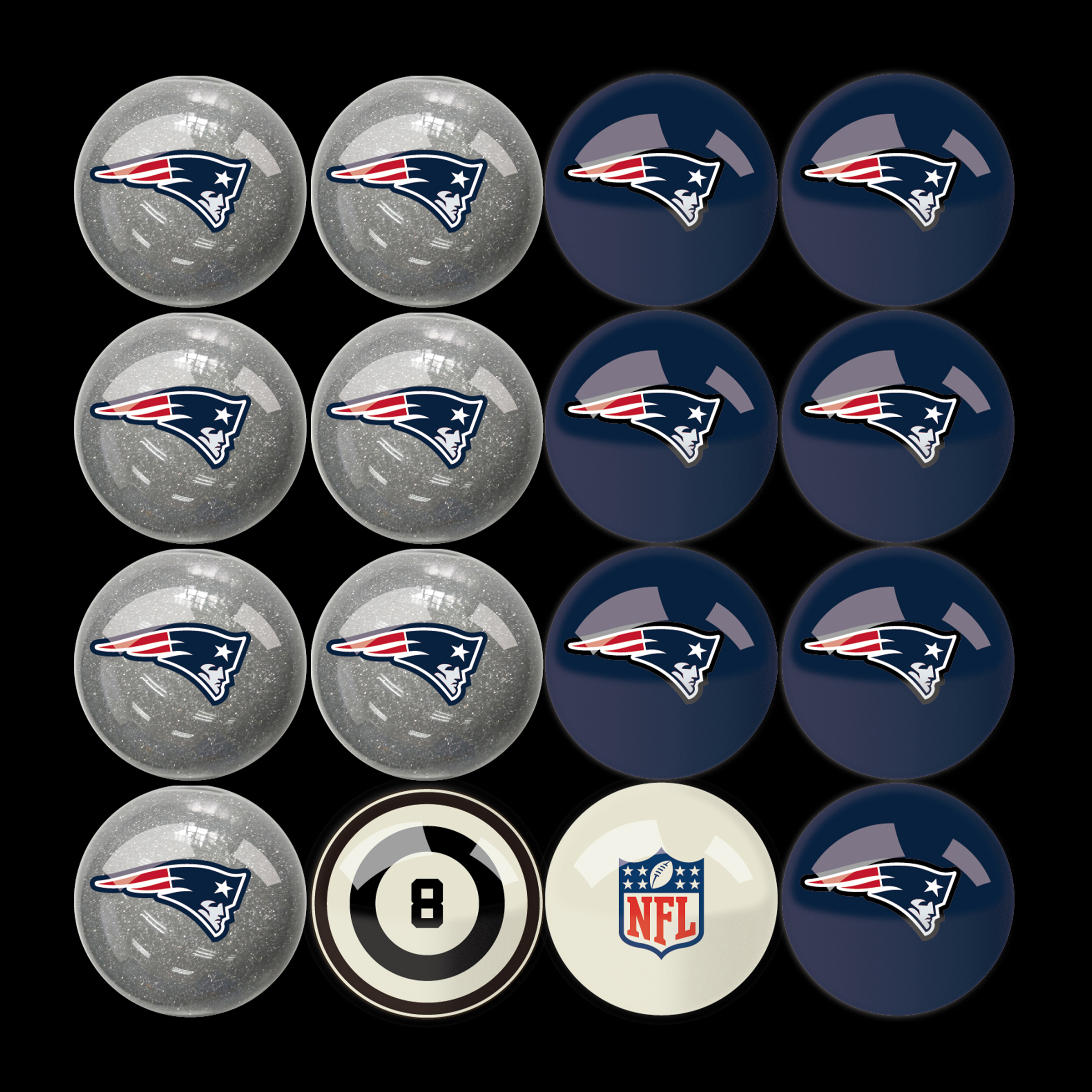 patriots regulation billiard ball set with numbers