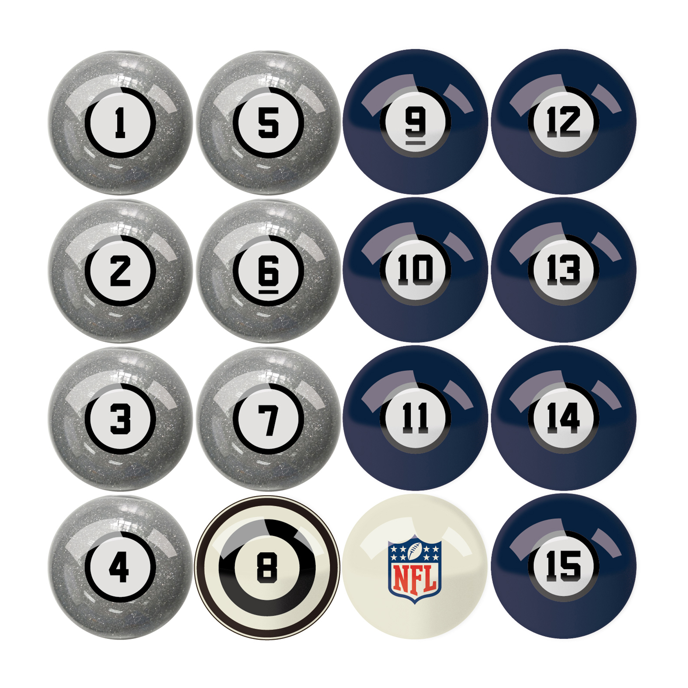 patriots regulation billiard ball set with numbers