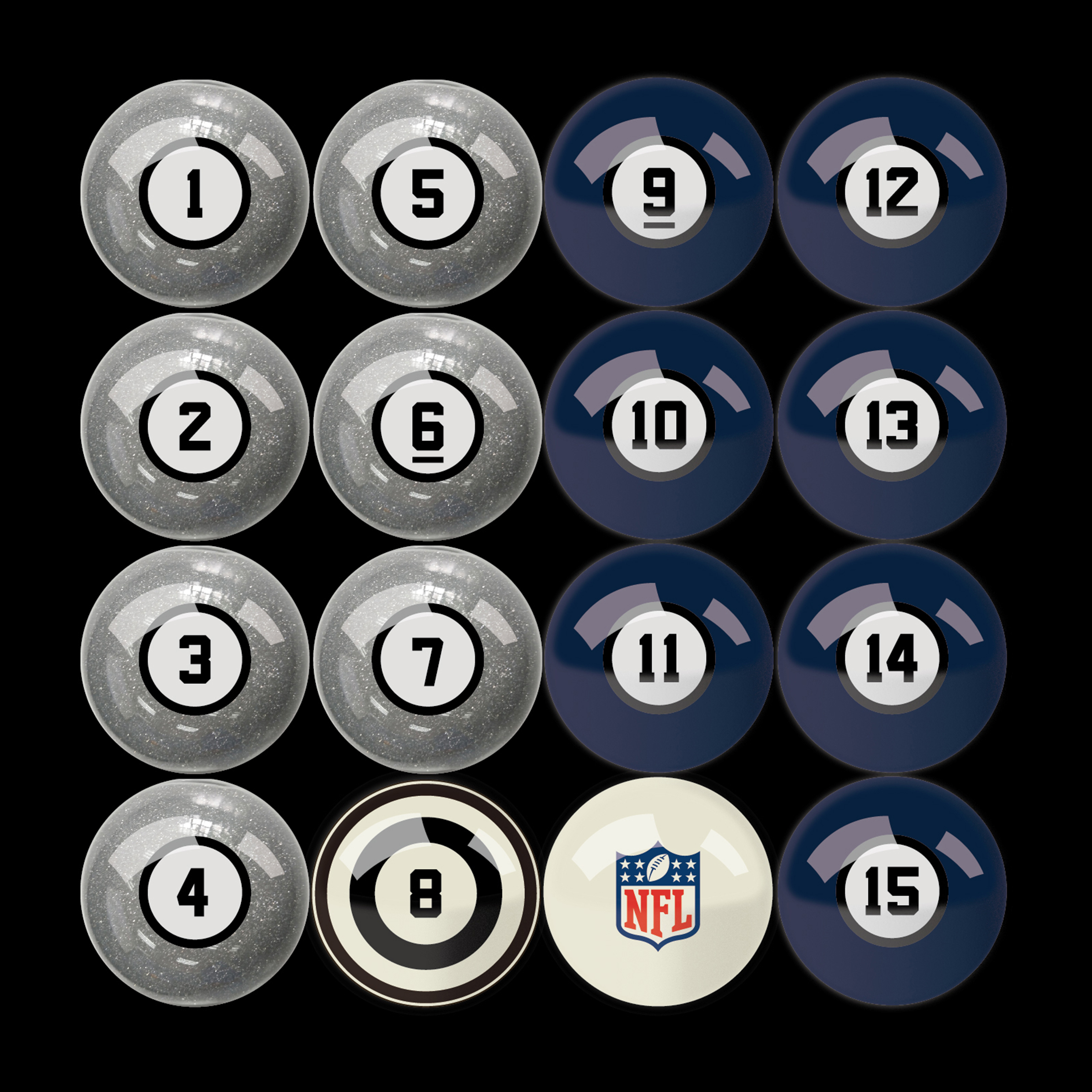 patriots regulation billiard ball set with numbers