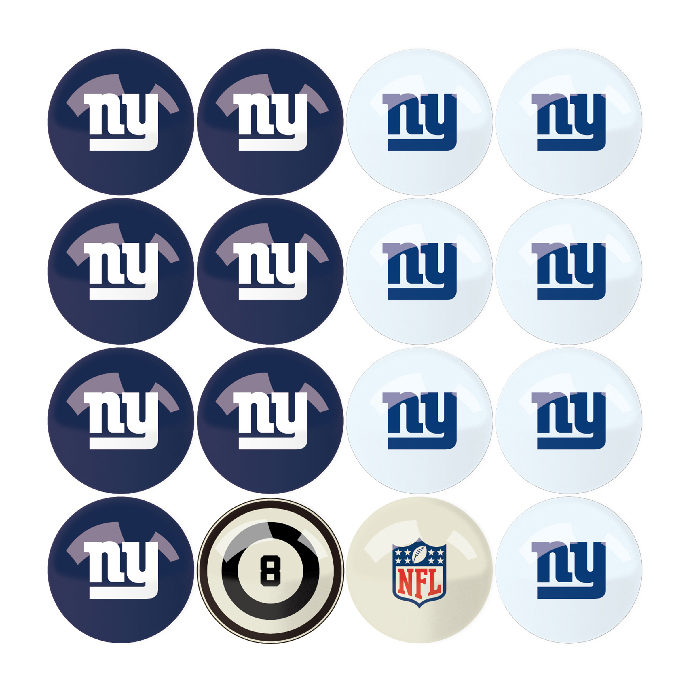 new york giants regulation billiard ball set with numbers