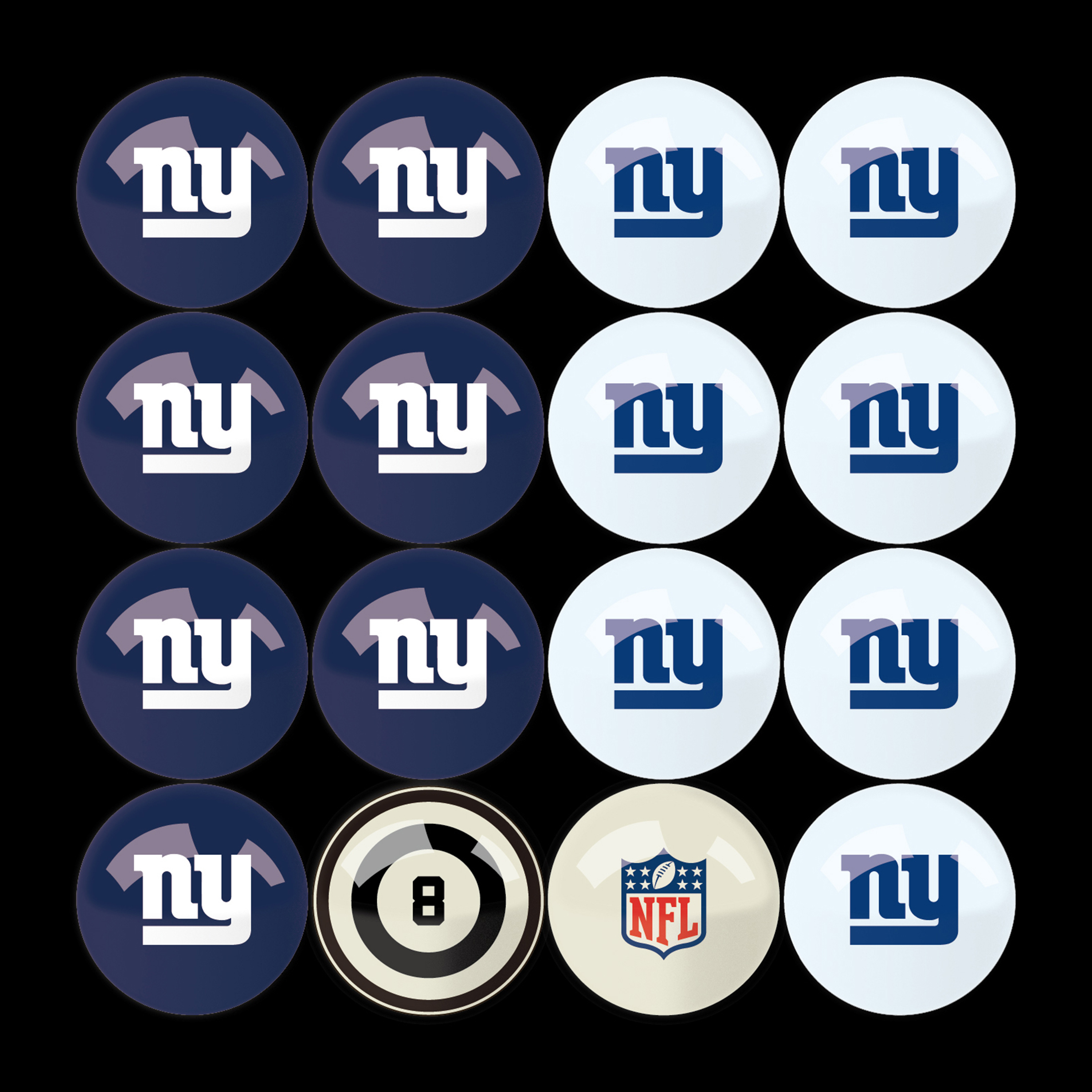 new york giants regulation billiard ball set with numbers