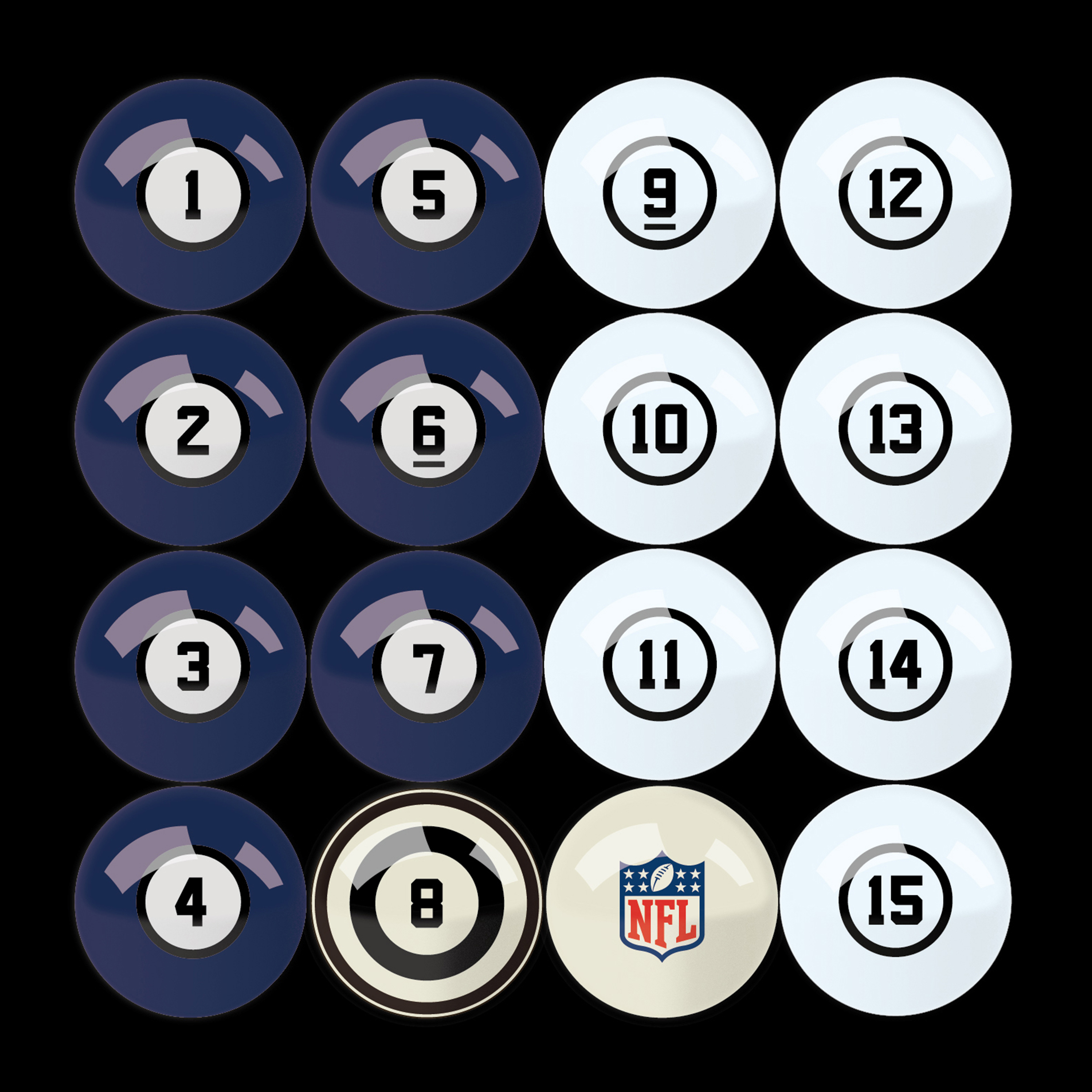 new york giants regulation billiard ball set with numbers