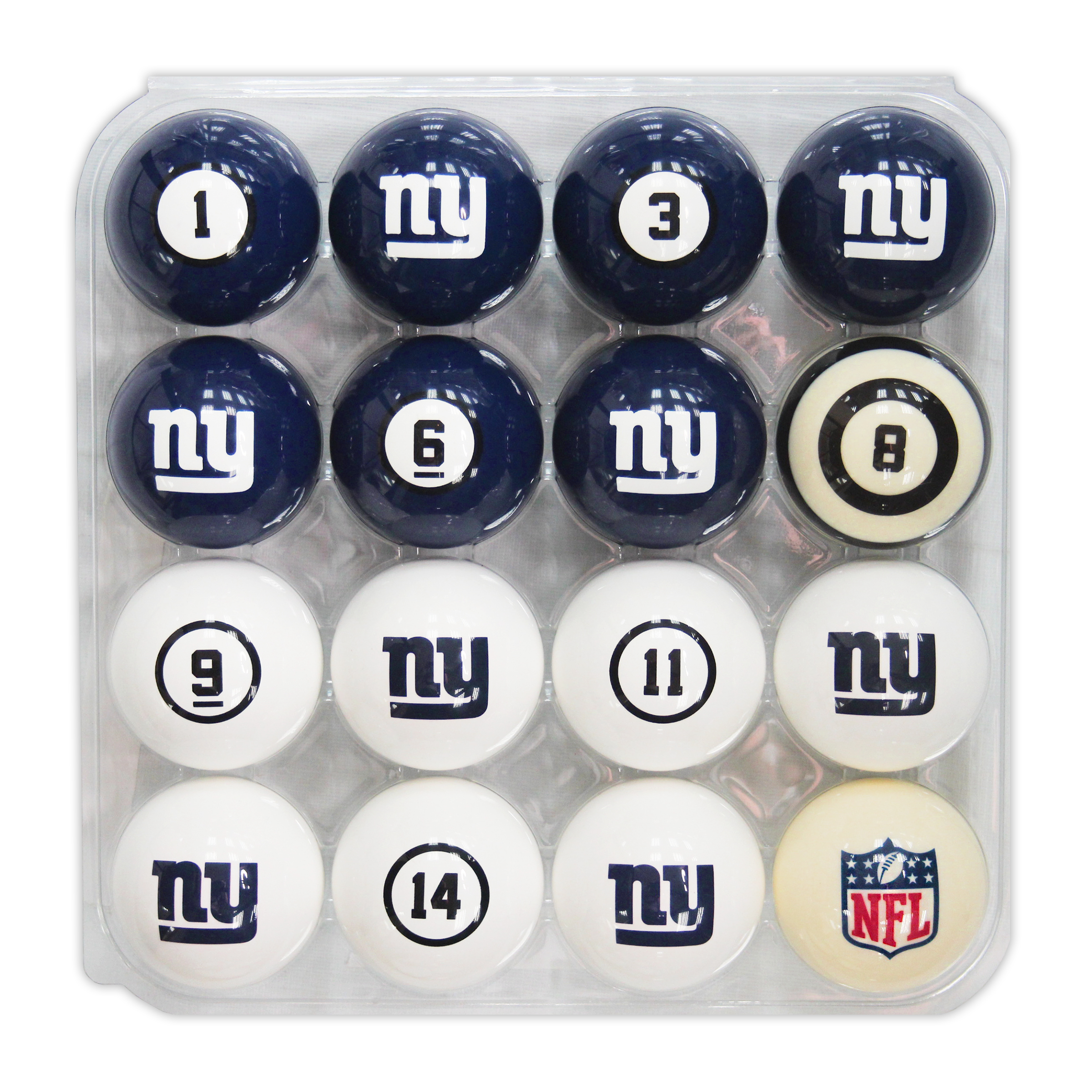 new york giants regulation billiard ball set with numbers