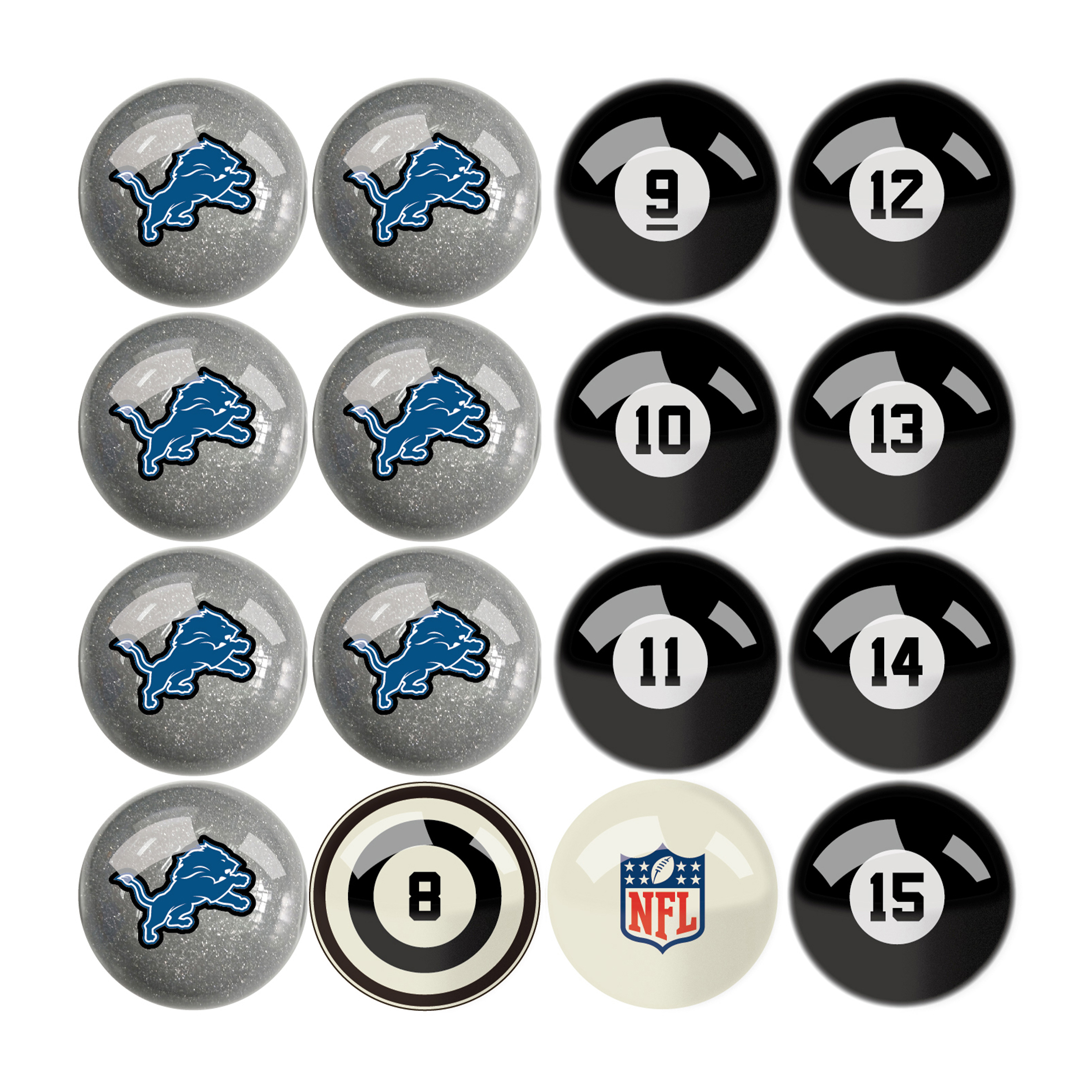 detroit lions regulation billiard ball set