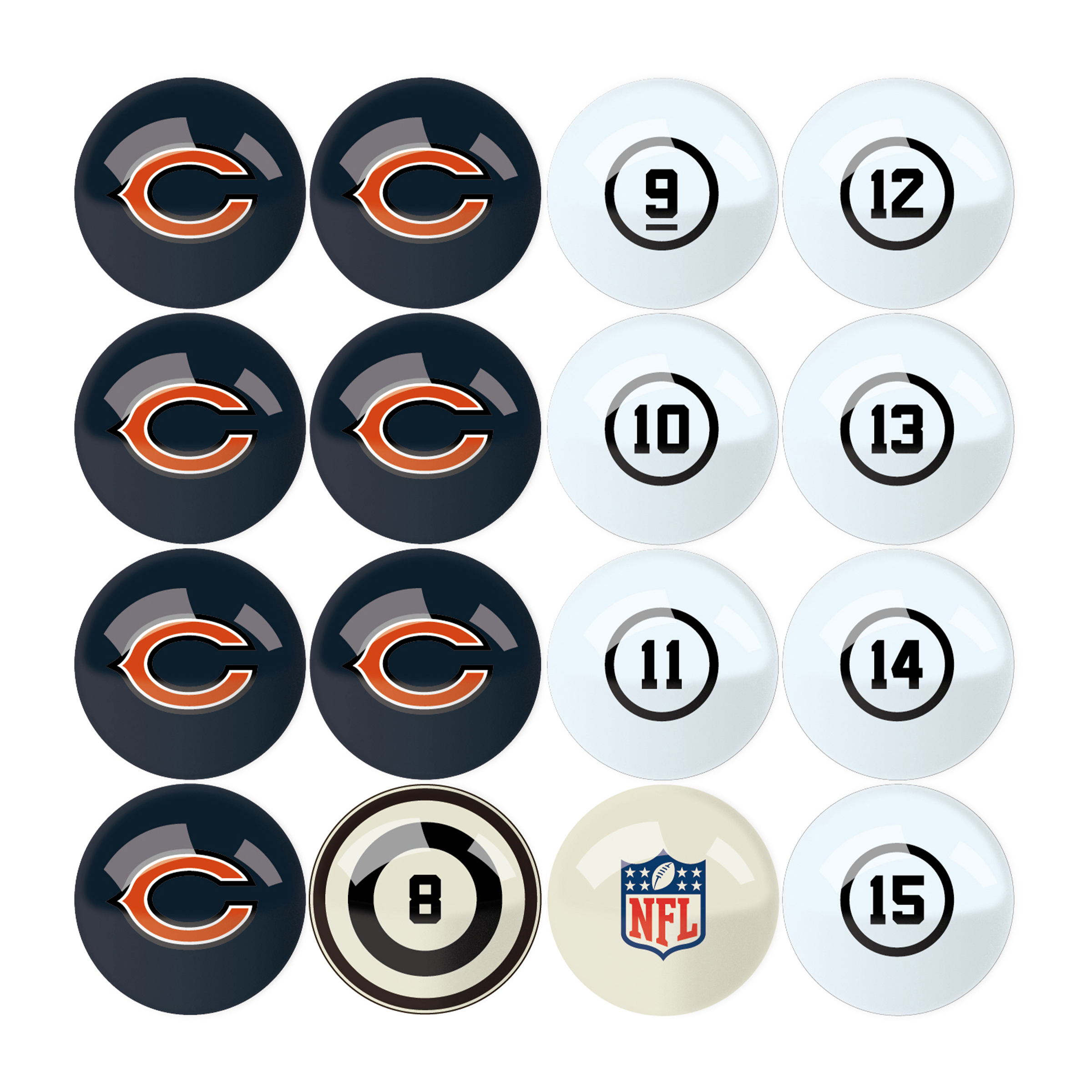 chicago bears regulation billiard ball set