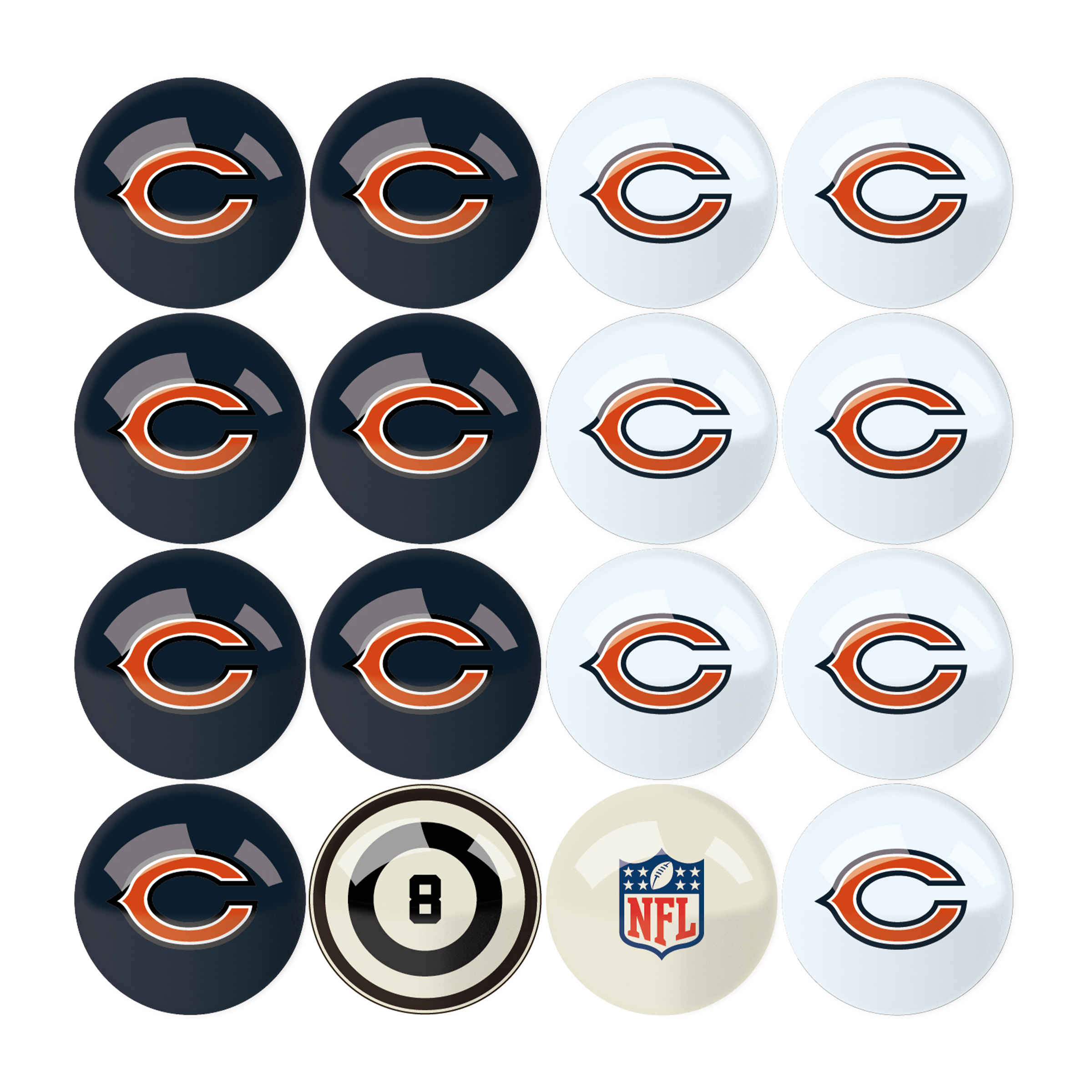 chicago bears regulation billiard ball set