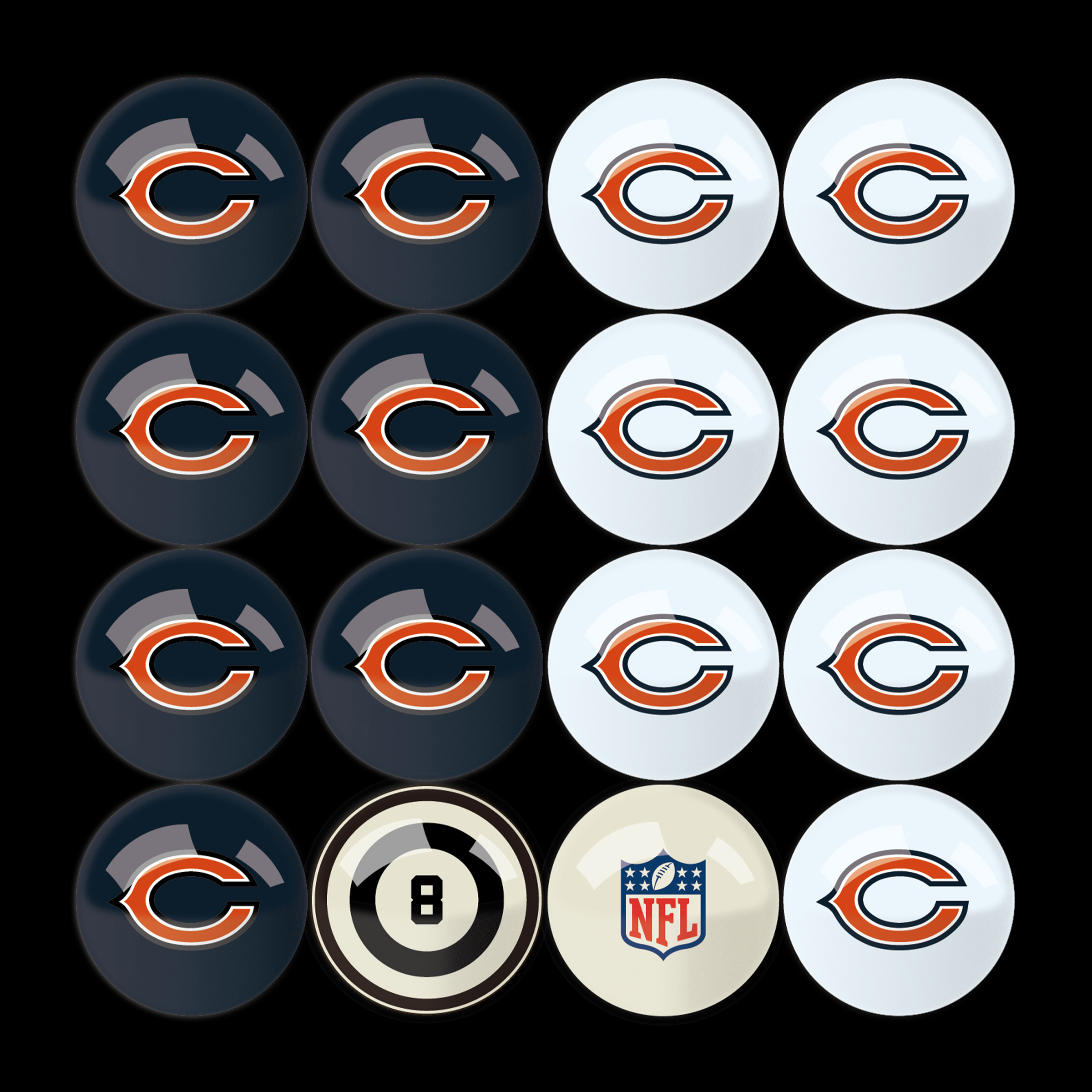 chicago bears regulation billiard ball set
