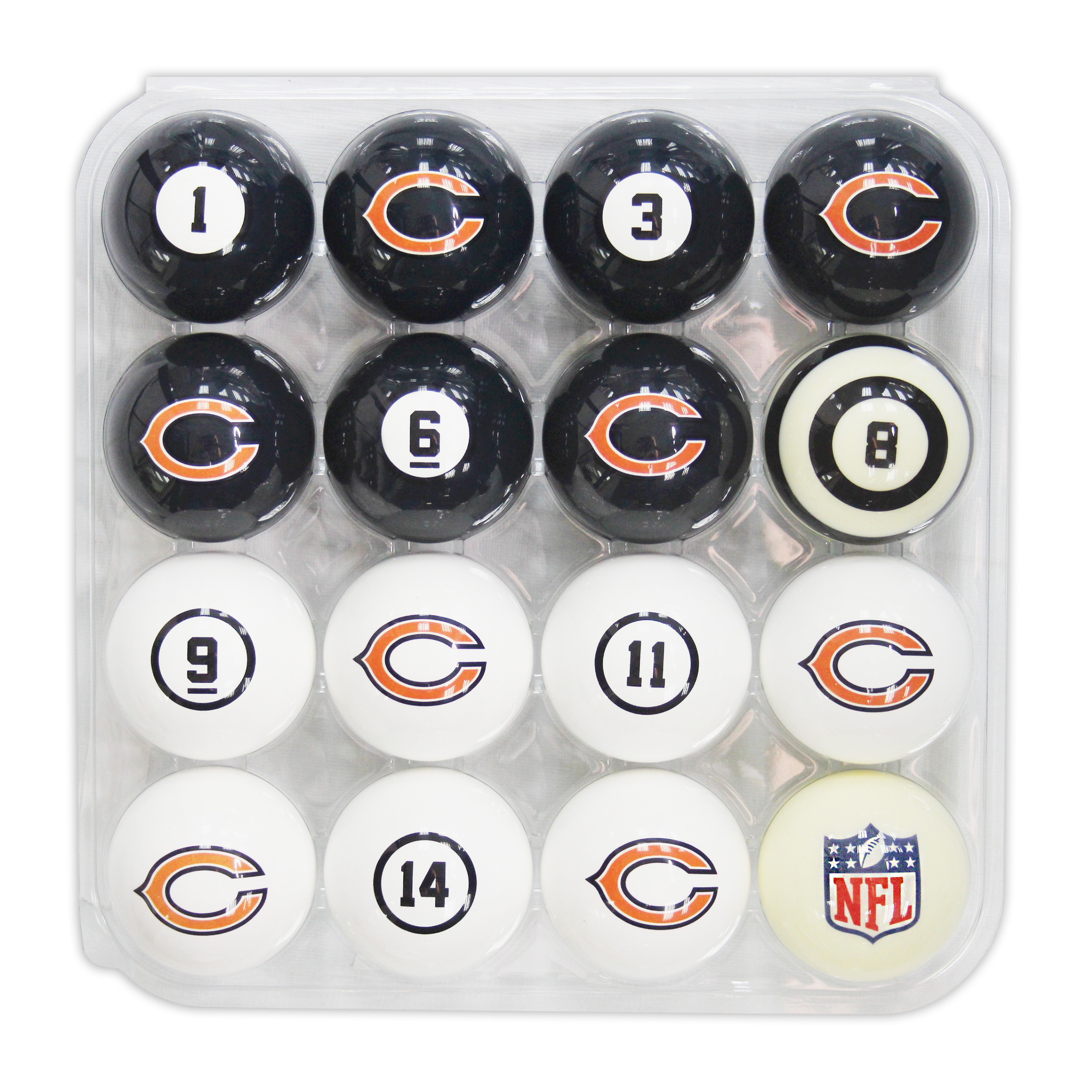 chicago bears regulation billiard ball set