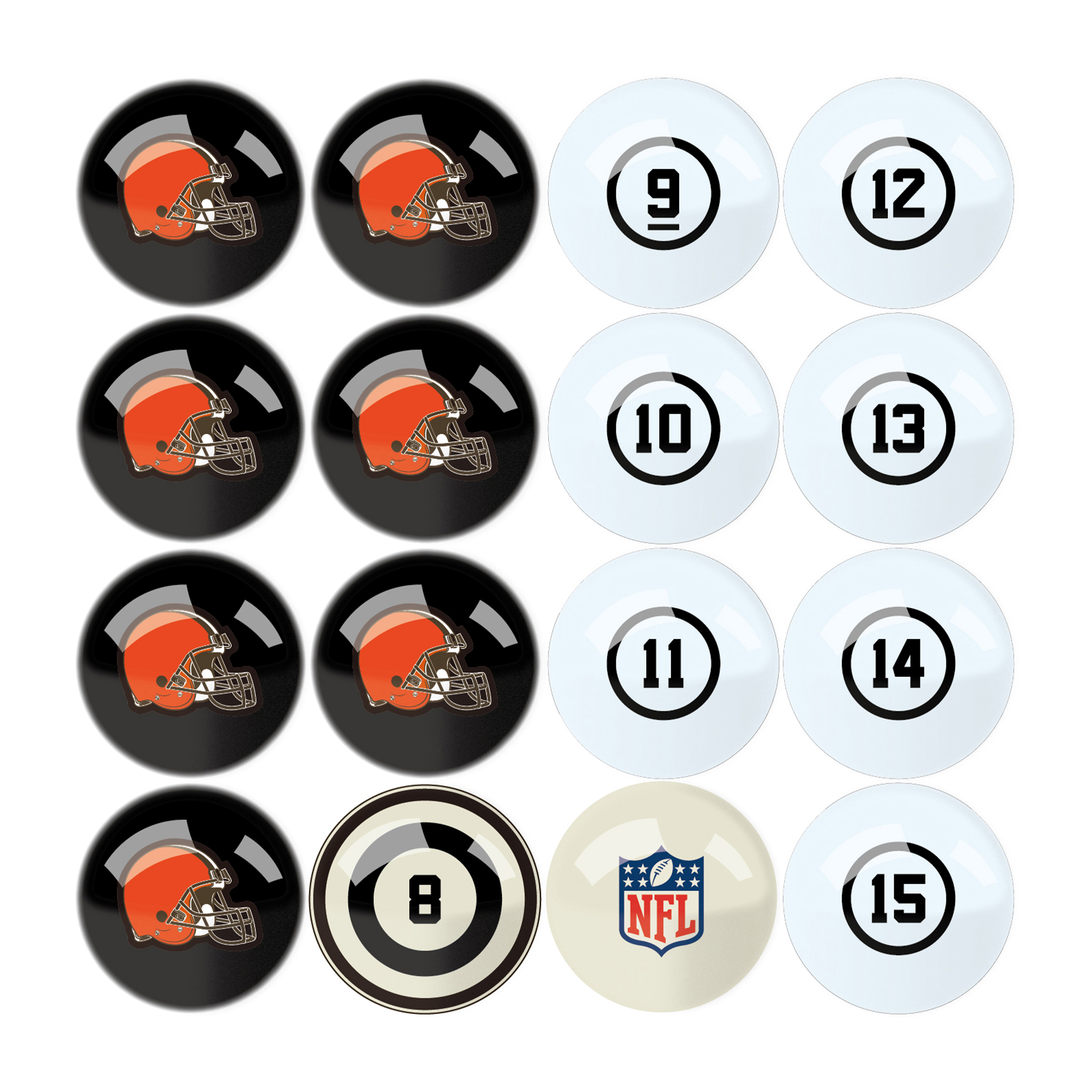 cleveland browns regulation billiard ball set