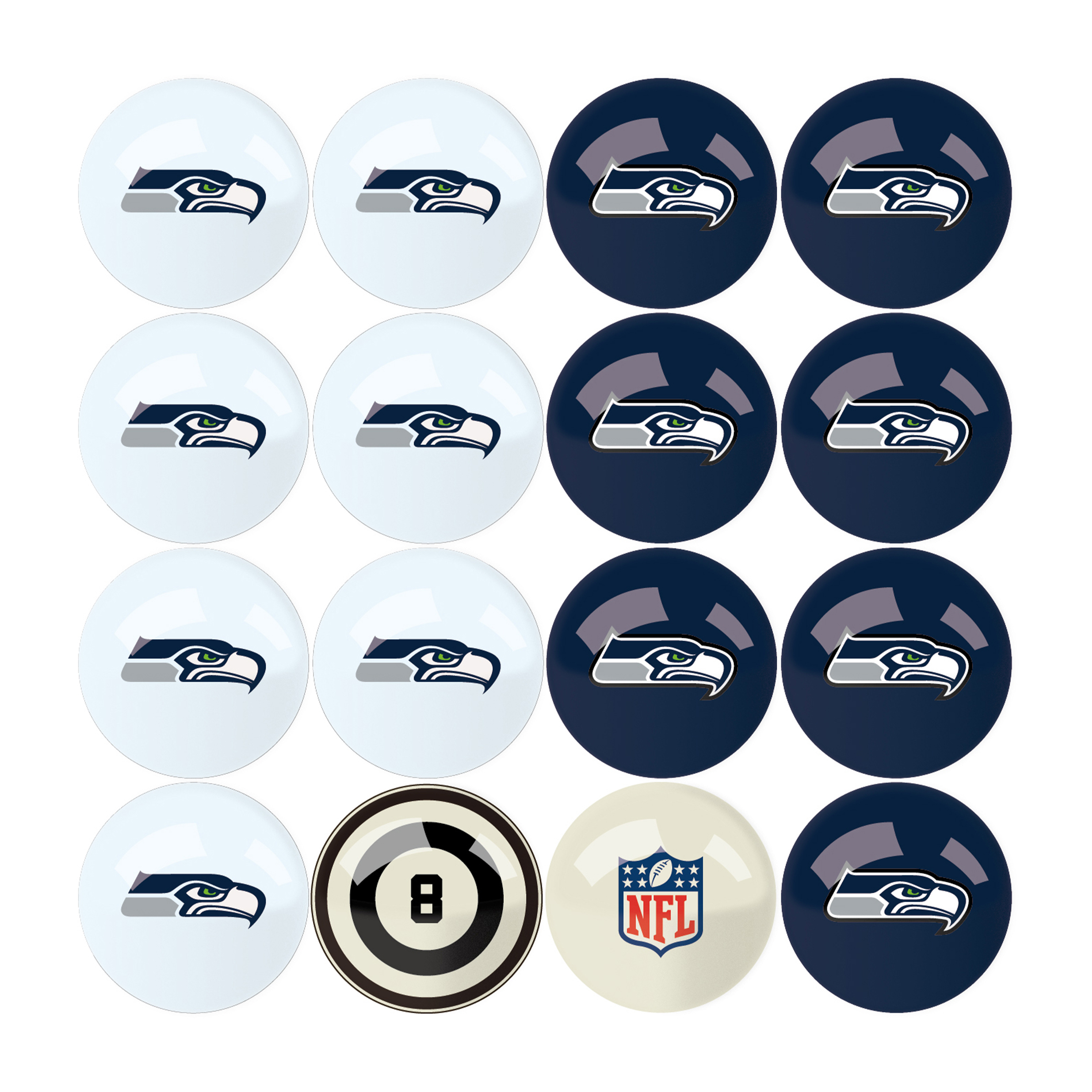 seattle seahawks regulation billiard ball set with numbers