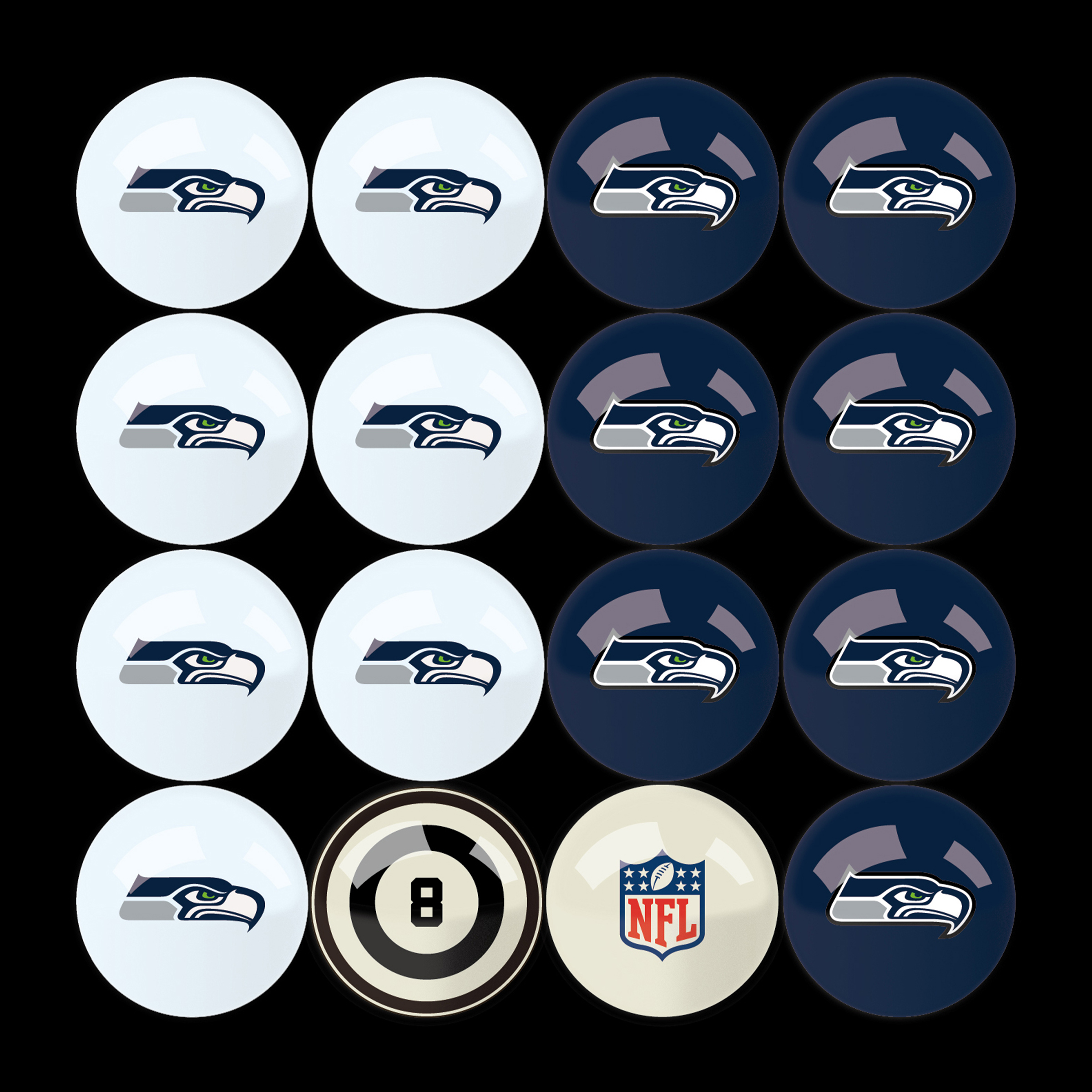 seattle seahawks regulation billiard ball set with numbers