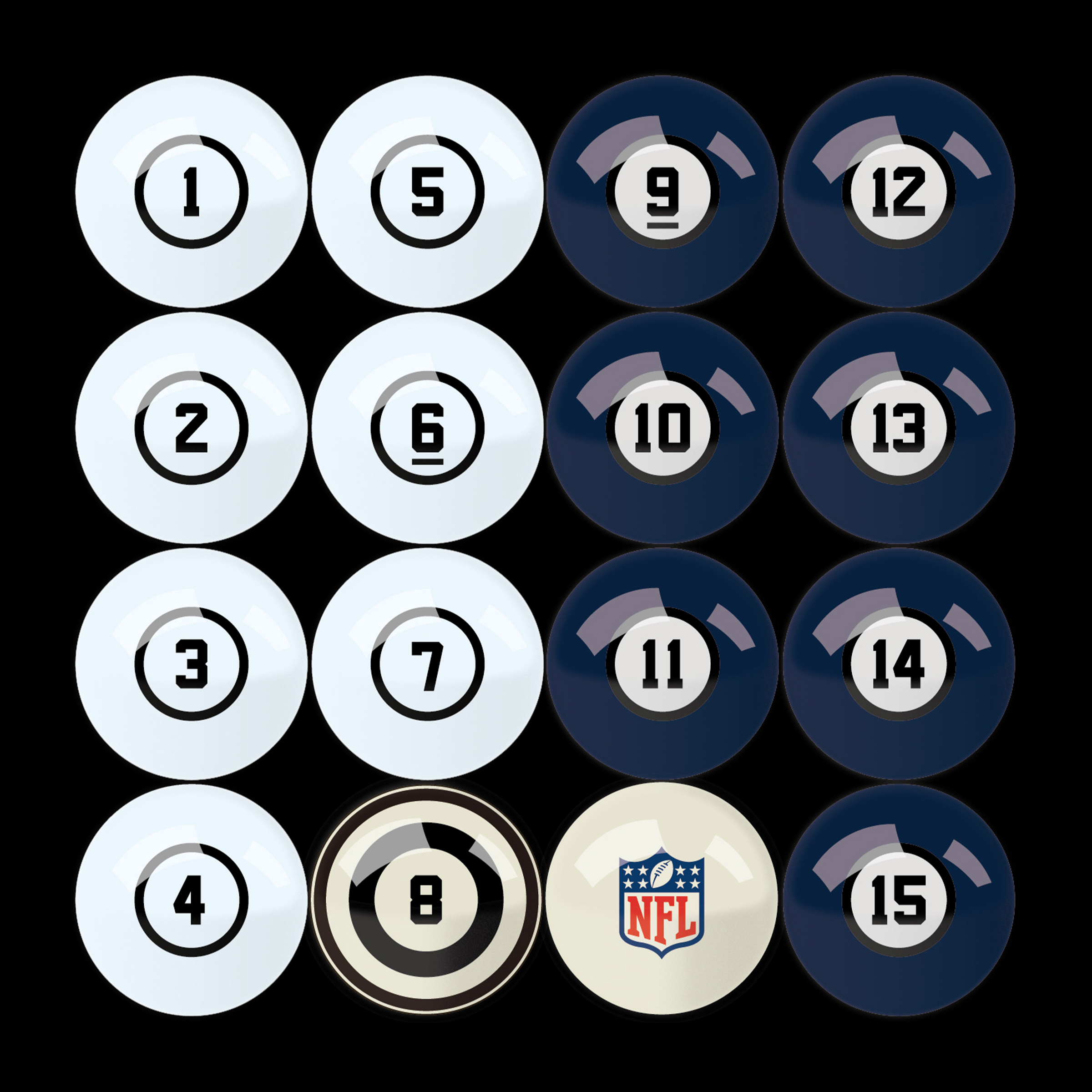 seattle seahawks regulation billiard ball set with numbers