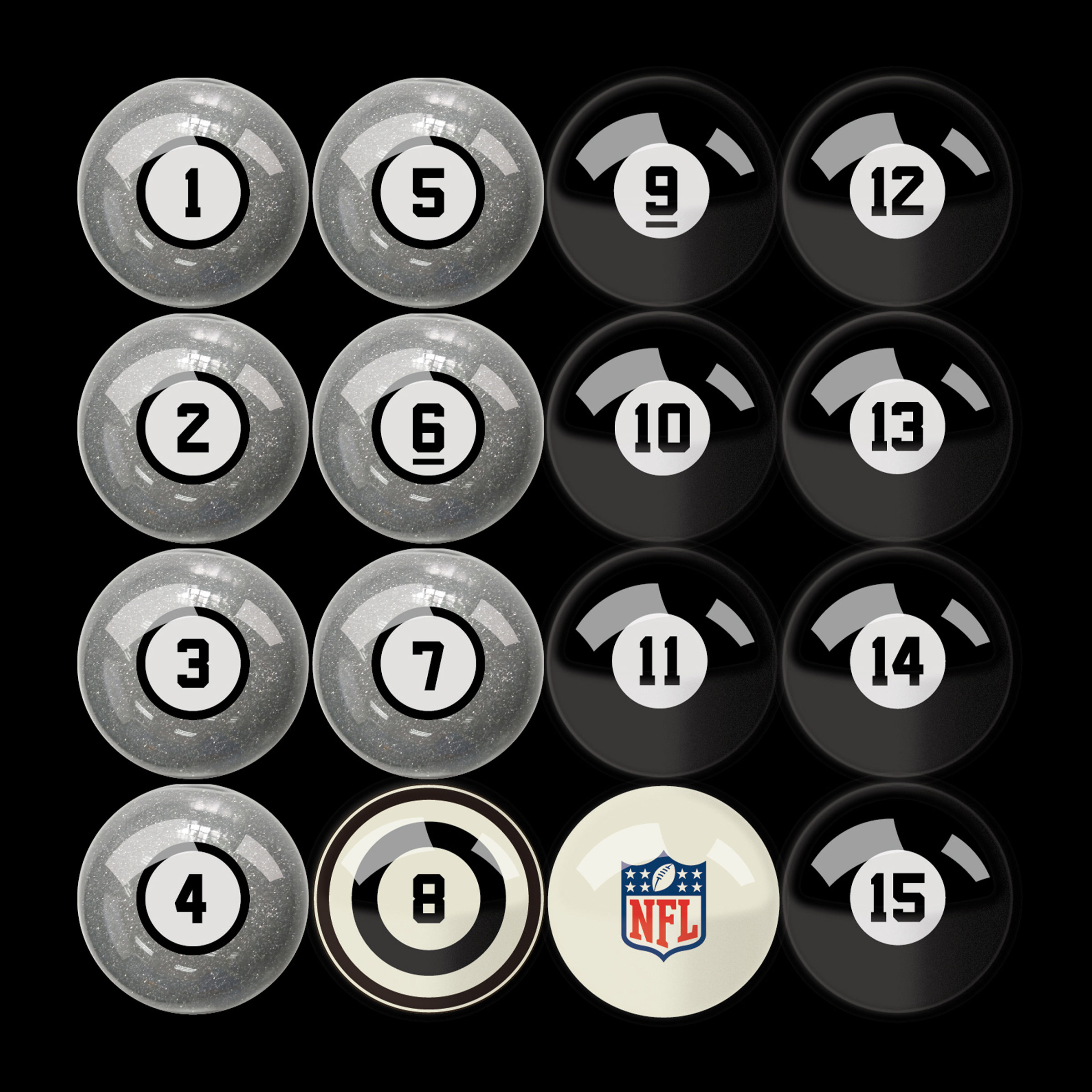 philadelphia eagles regulation billiard ball set with numbers
