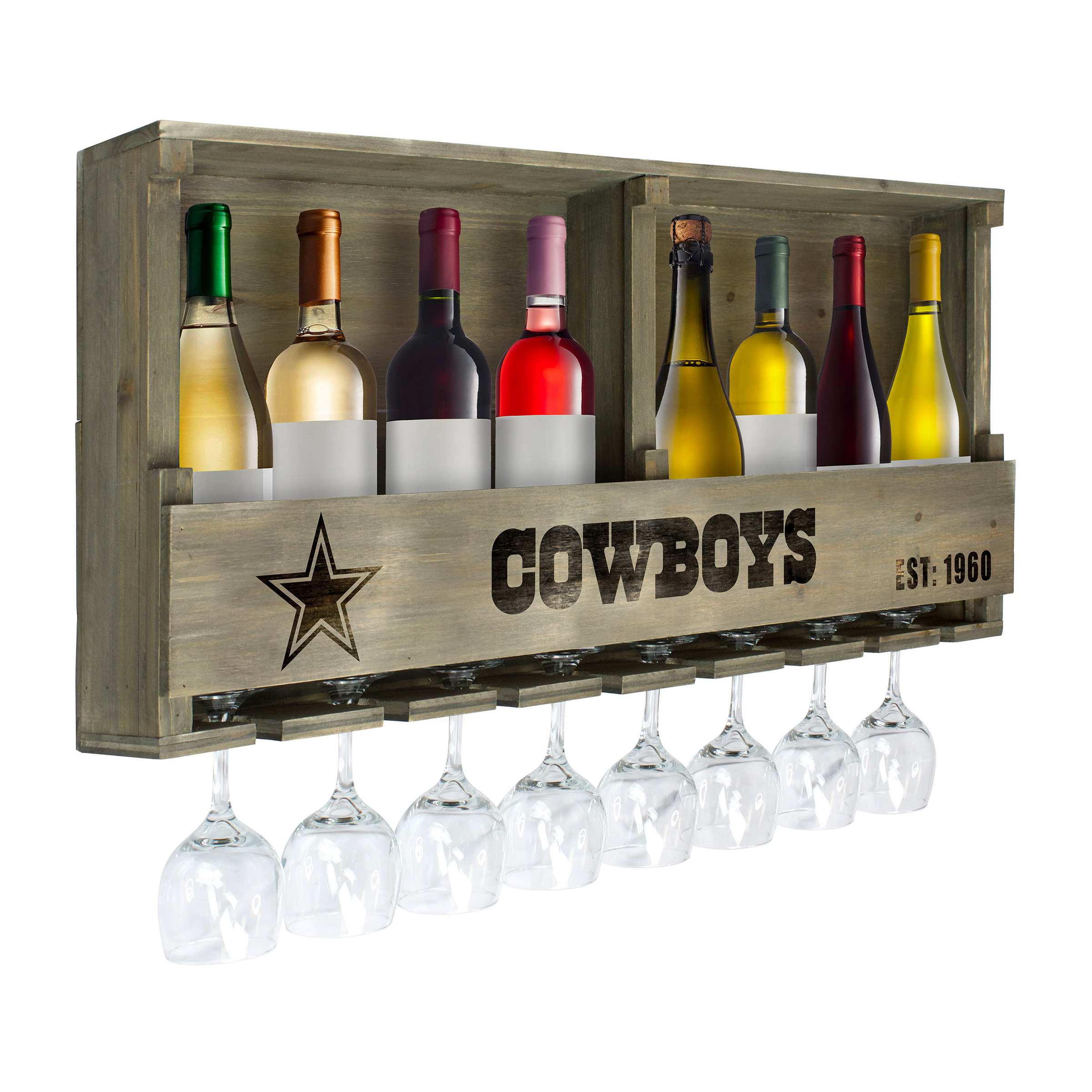 dallas cowboys reclaimed wood bar shelf