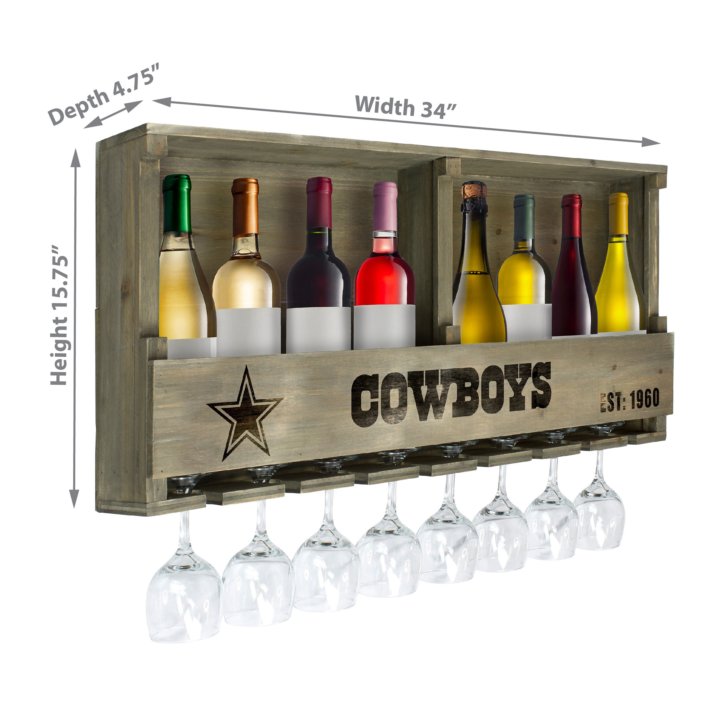dallas cowboys reclaimed wood bar shelf