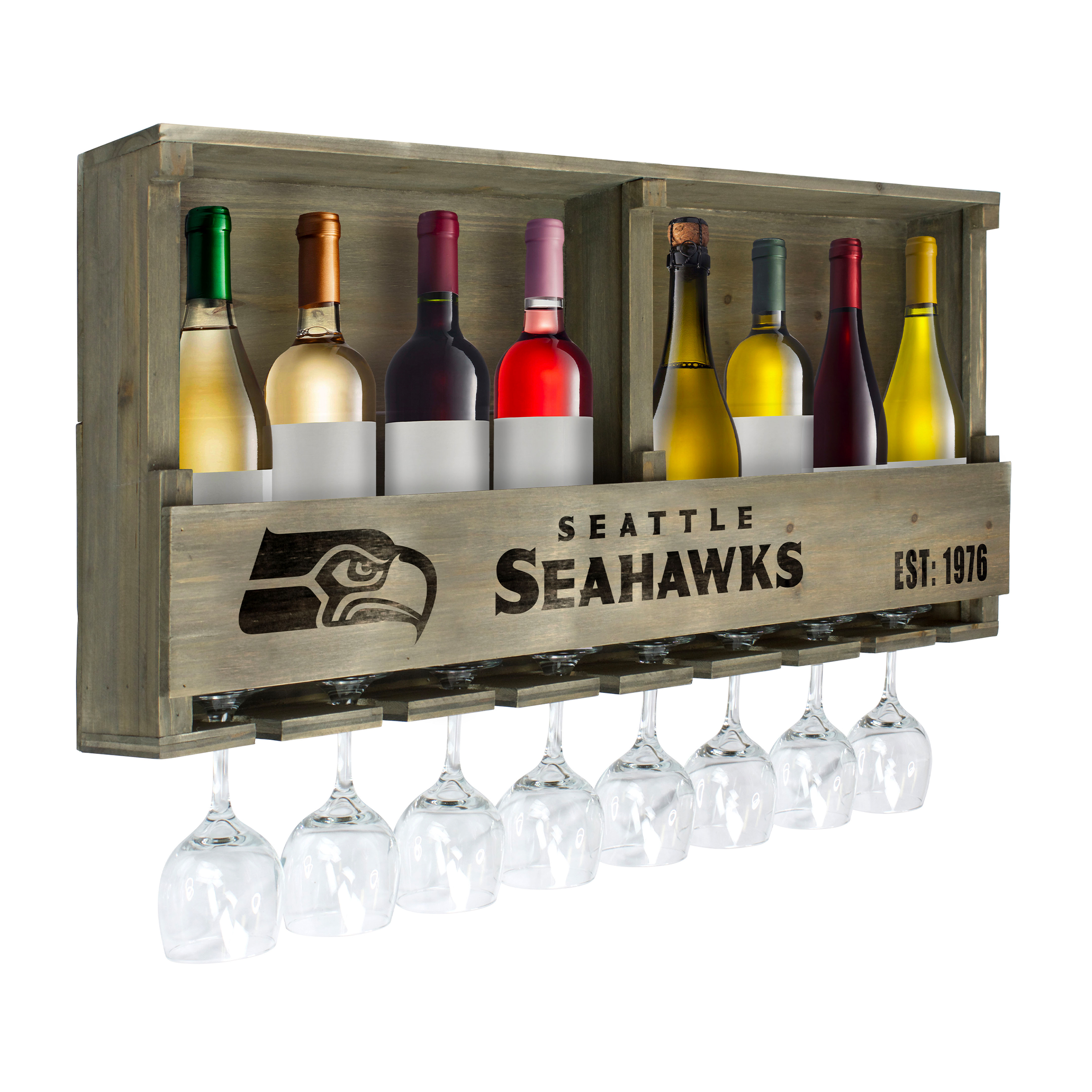 seattle seahawks reclaimed wood bar shelf