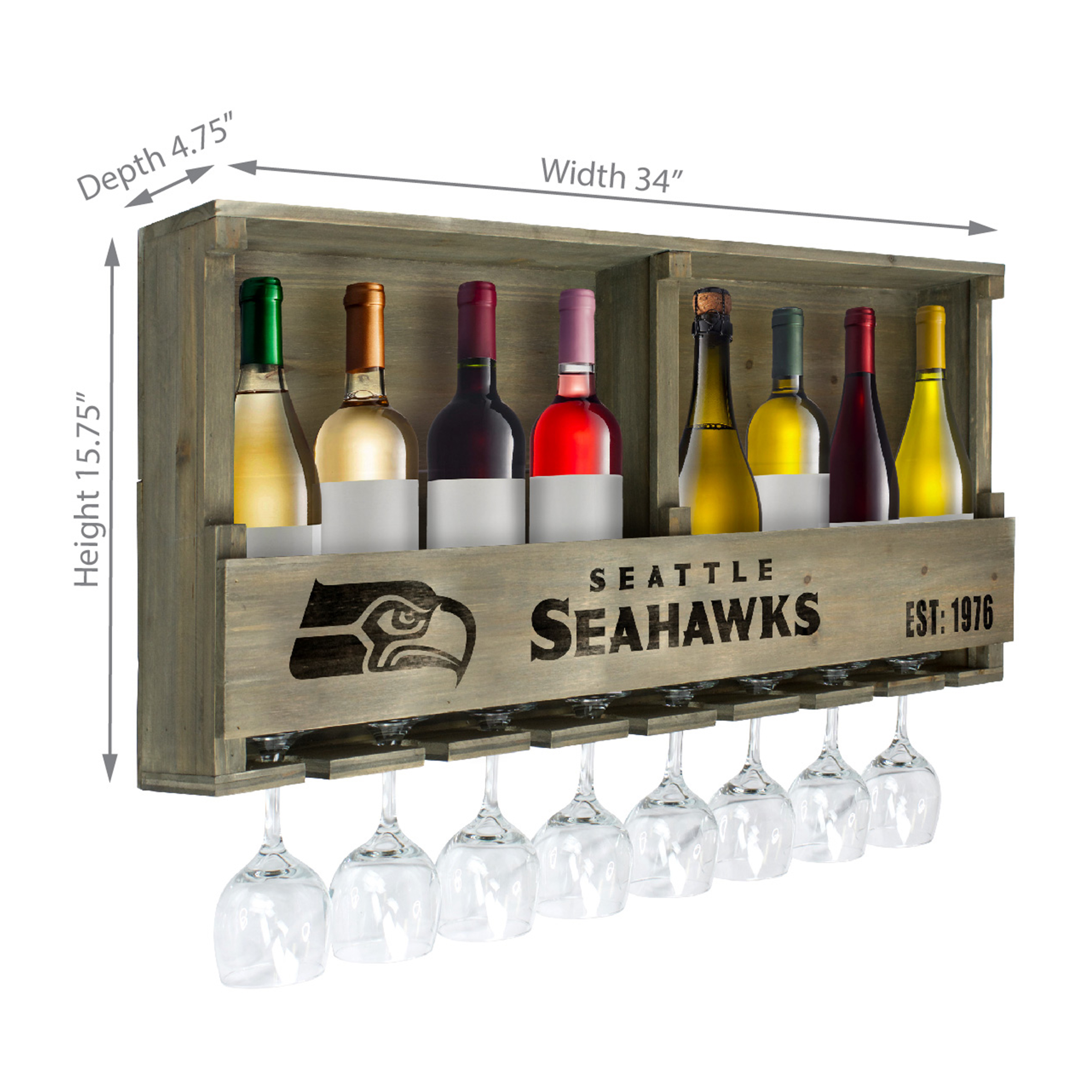 seattle seahawks reclaimed wood bar shelf