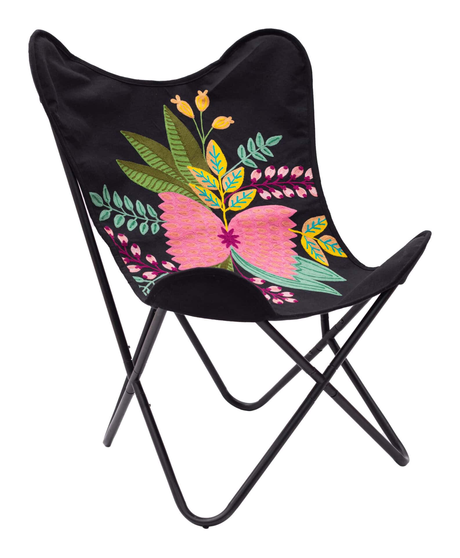 Multicolor Boho-Modern Accent Chair with Cotton Seat and Steel Frame 6 Multicolor Boho-Modern Accent Chair with Cotton Seat and Steel Frame - Image 6