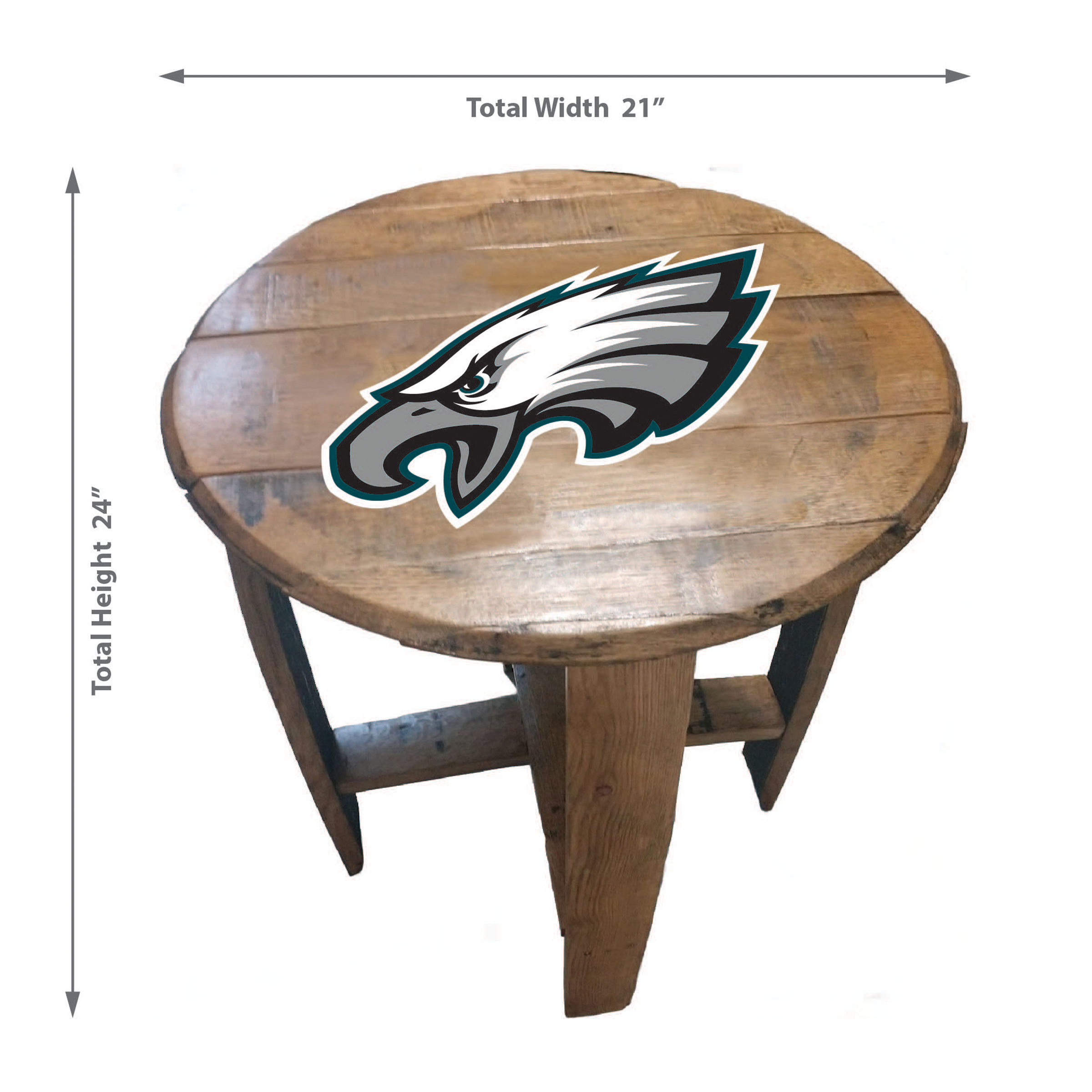 philadelphia eagles custom made oak barrel side table