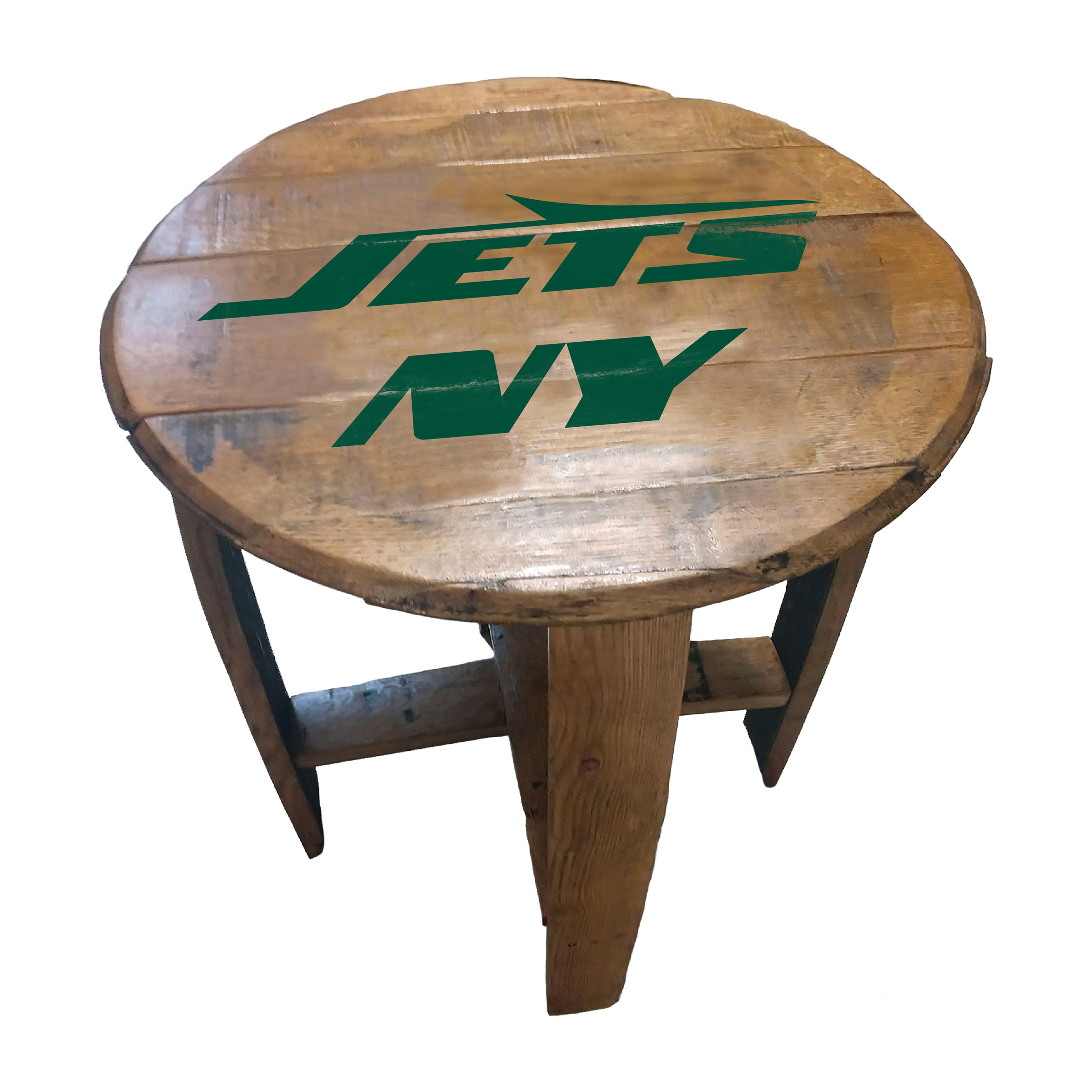 new york jets nfl authentic oak whiskey barrel side table