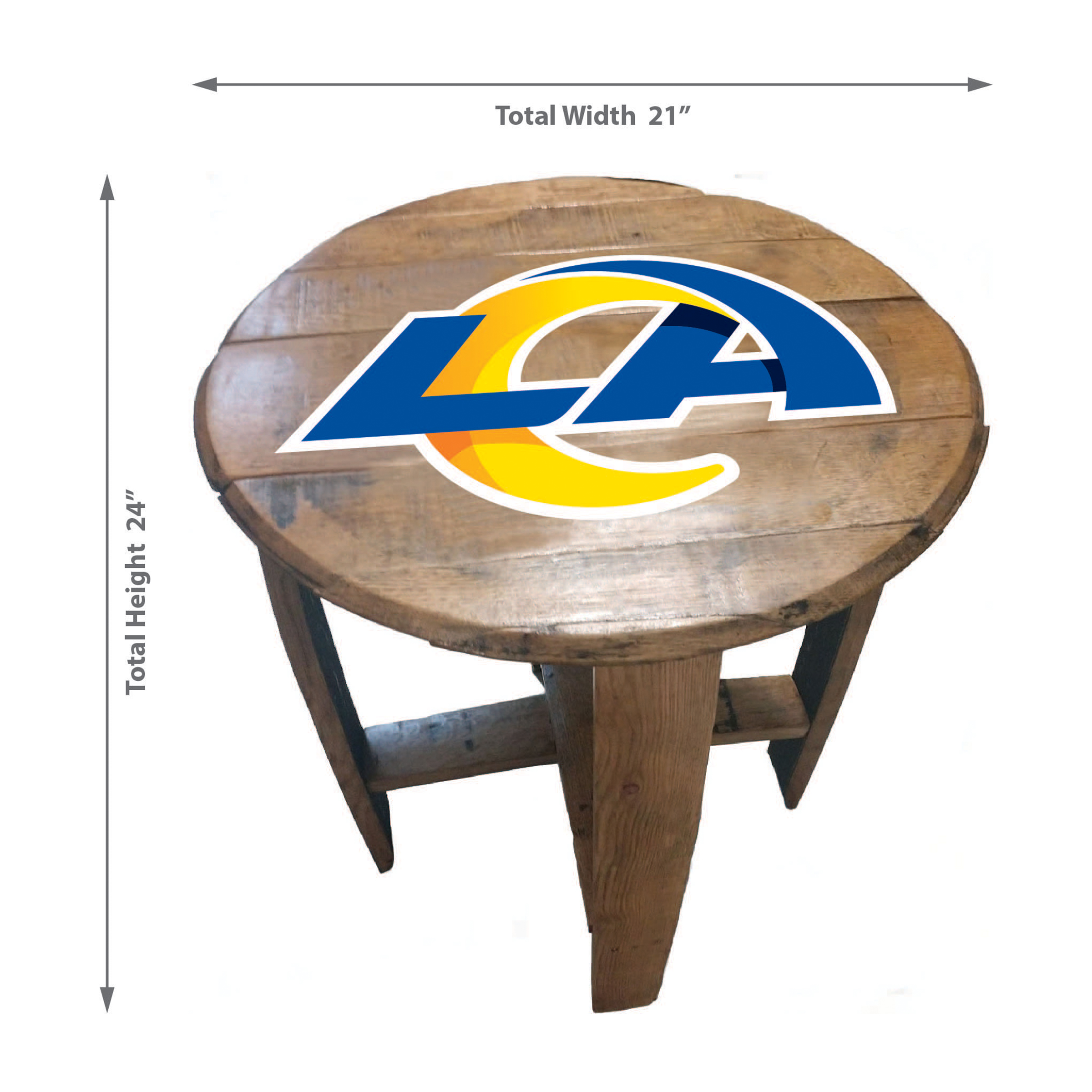 los angeles rams oak whiskey barrel side table