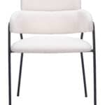 Cream Shearling-Style Dining Chair with Steel Legs (Set of 2)