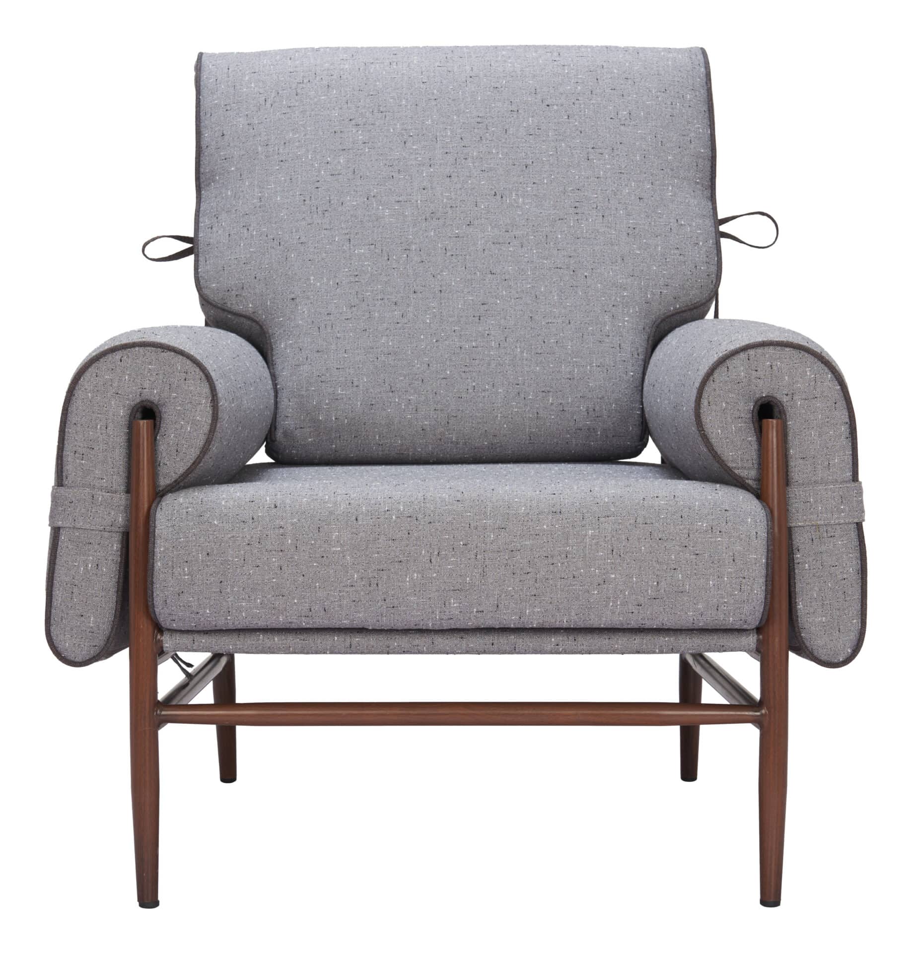 Gray Contemporary Accent Chair with Padded Armrests and Steel Frame 3 Gray Contemporary Accent Chair with Padded Armrests and Steel Frame - Image 3