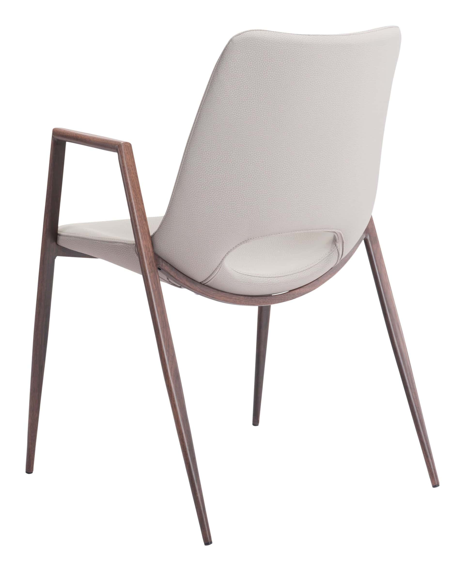 Mid-Century Faux Leather Dining Chair with Walnut Legs (Set of 2)