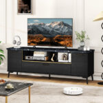 Black 63 Inch TV Stand with Flip Door Cabinet 8 Black 63 Inch TV Stand with Flip Door Cabinet