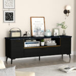 Black 63 Inch TV Stand with Flip Door Cabinet 9 Black 63 Inch TV Stand with Flip Door Cabinet