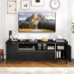 Black 63 Inch TV Stand with Flip Door Cabinet 12 Black 63 Inch TV Stand with Flip Door Cabinet
