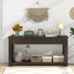 Farmhouse Console Table with Storage Drawers and Shelf Espresso