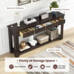 Farmhouse Console Table with Storage Drawers and Shelf Espresso