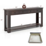 Farmhouse Console Table with Storage Drawers and Shelf Espresso