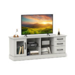 63 Inch Media Console Table with Storage and Glass Shelves