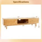 Mid Century Bamboo TV Stand with Sliding Doors Natural