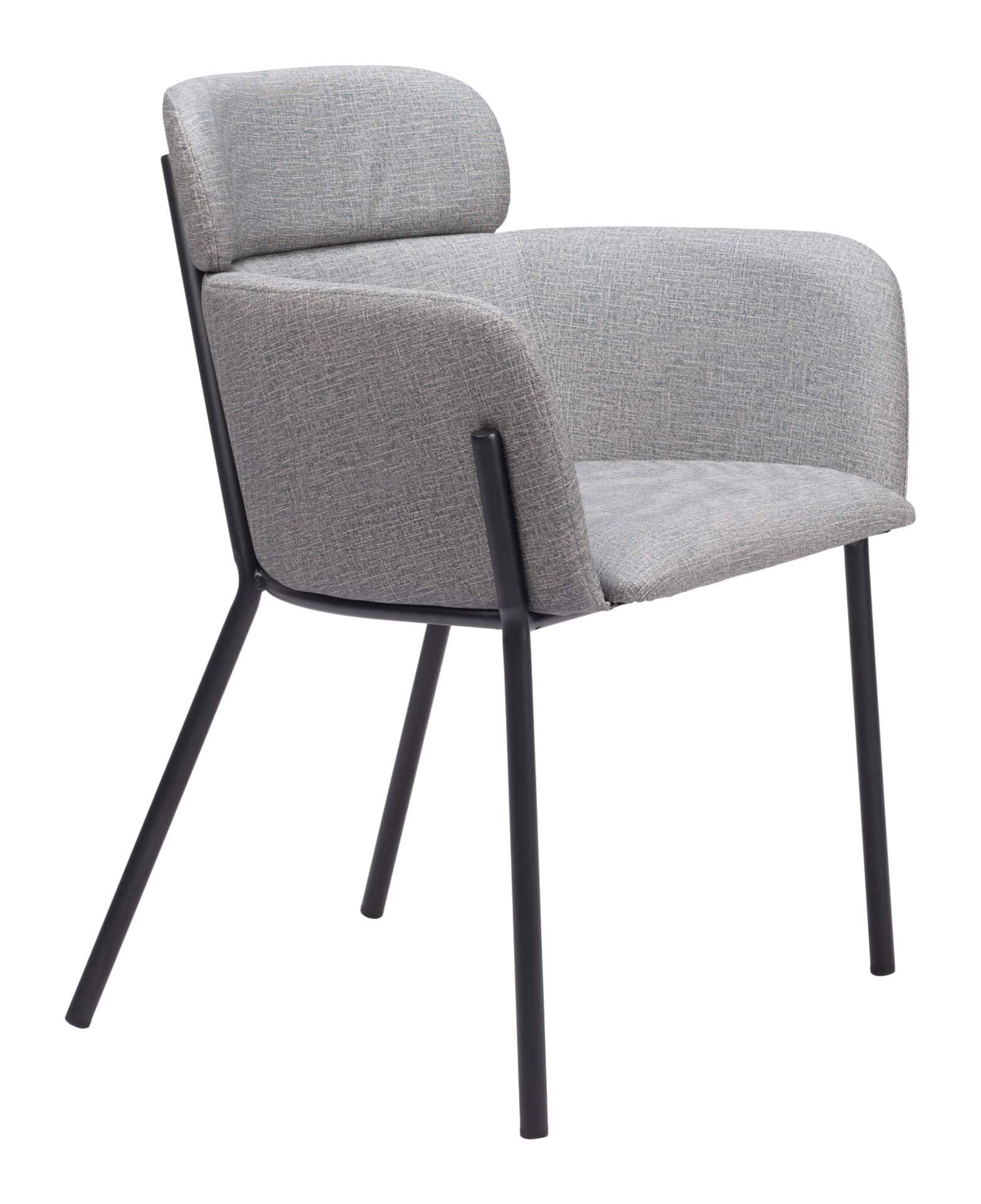 Modern Slate Gray Dining Chairs with Steel Frame and Vinyl Upholstery (Set of 2) 6 Modern Slate Gray Dining Chairs with Steel Frame and Vinyl Upholstery (Set of 2) - Image 6