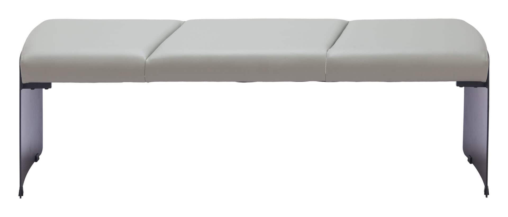 Gray Upholstered Bench with Steel Frame and Faux Leather Seat 3 Gray Upholstered Bench with Steel Frame and Faux Leather Seat - Image 3