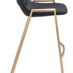 Mid-Century Modern Black and Gold Barstools with Footrest (Set of 2)